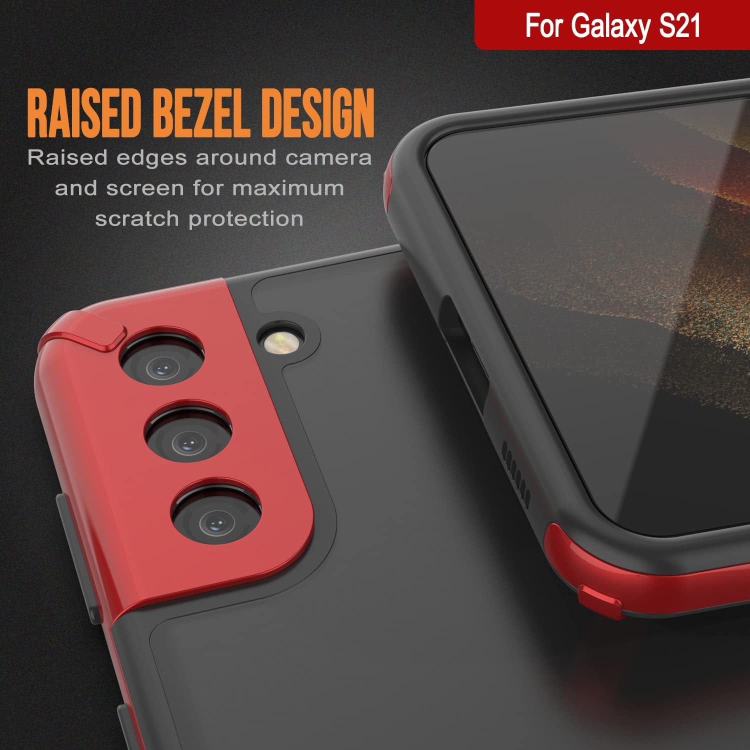 Capa Punkcase Galaxy S21 [Série Mirage] Capa resistente para telemóvel (Vermelho)