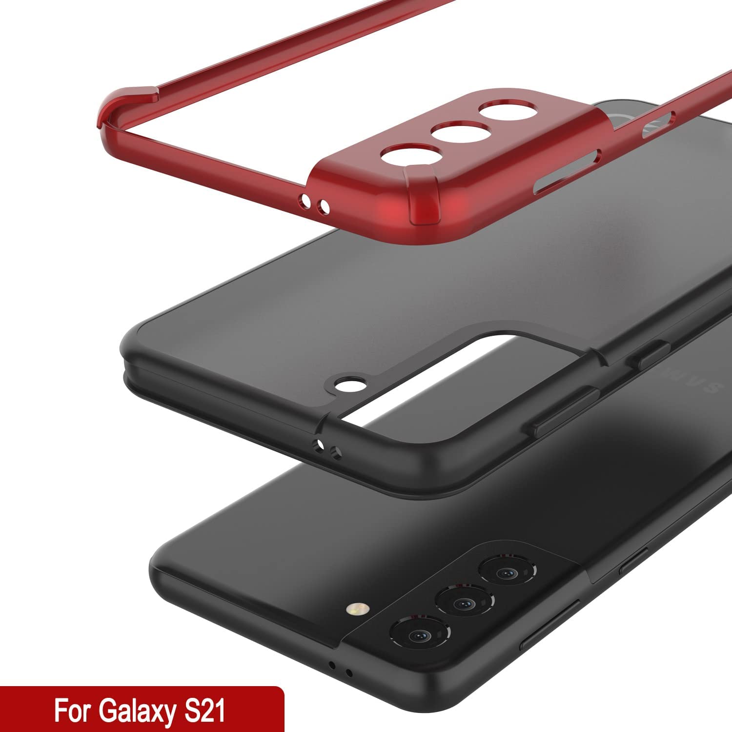 Capa Punkcase Galaxy S21 [Série Mirage] Capa resistente para telemóvel (Vermelho)