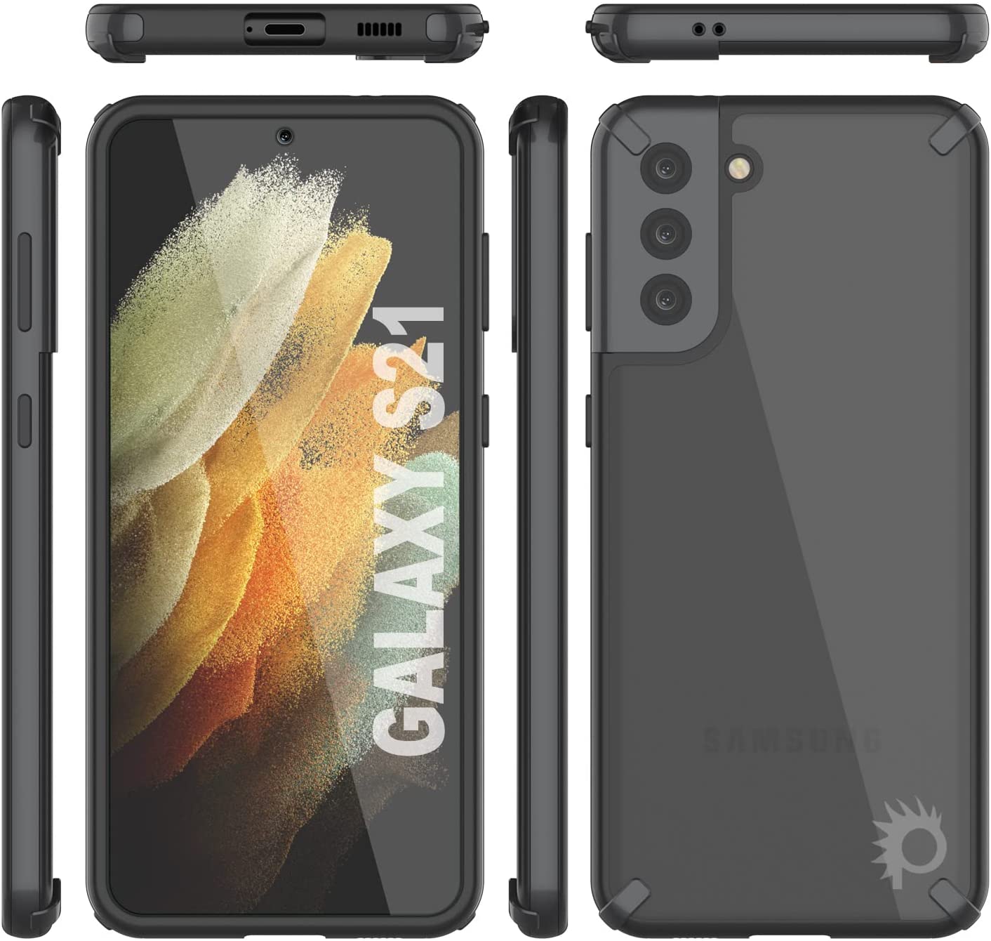 Capa Punkcase Galaxy S21 [Série Mirage] Cobertura Pesada de Telefone (Preto)