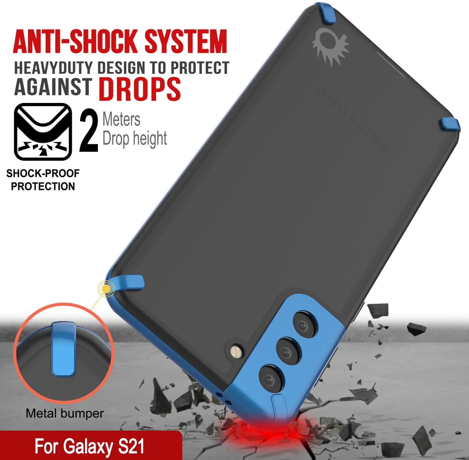 Capa Punkcase Galaxy S21 [Série Mirage] Capa para celular resistente (Azul)