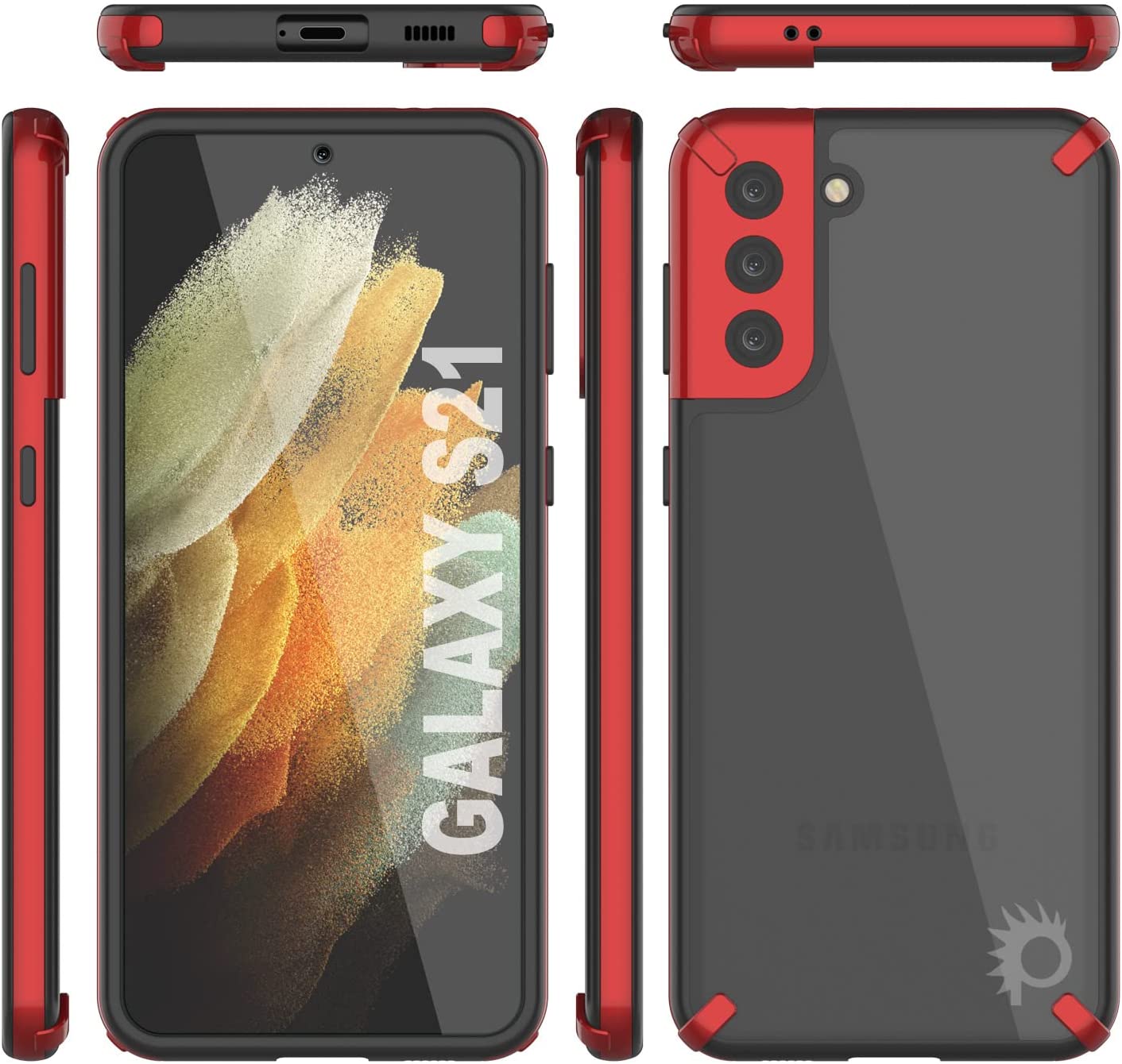 Capa Punkcase Galaxy S21 [Série Mirage] Capa resistente para telemóvel (Vermelho)