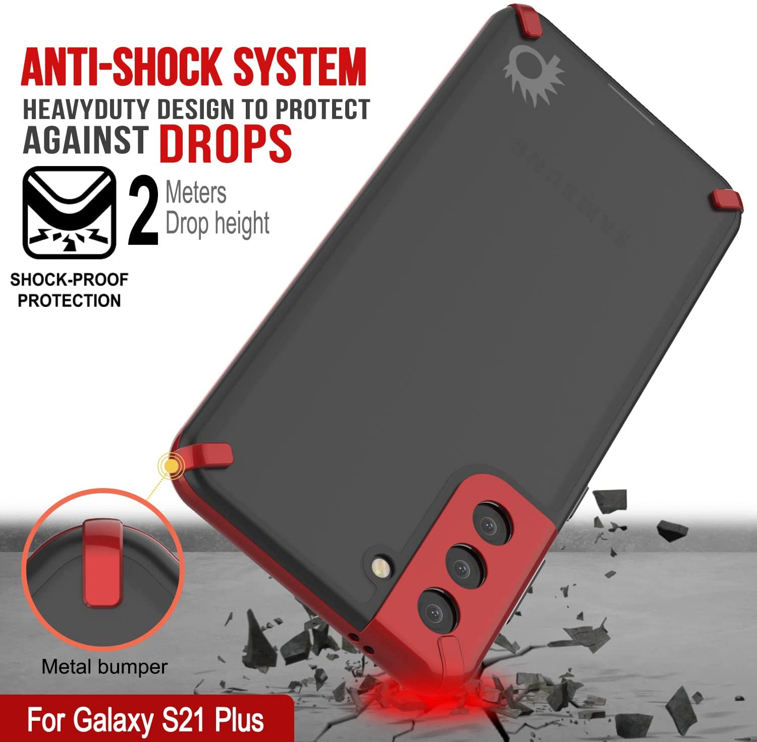 Capa Punkcase Galaxy S21 Plus [Série Mirage] Capa de telefone resistente (vermelha)
