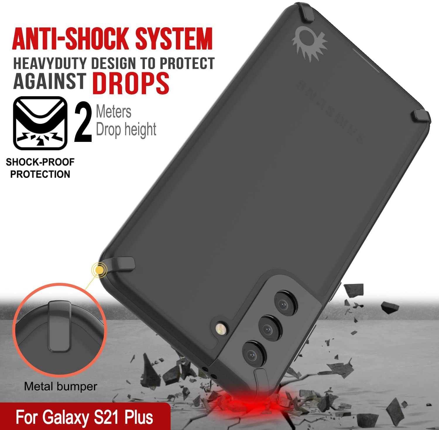 Capa Punkcase para Galaxy S21 Plus [Série Mirage] Capa de Telefone Resistente (Preto)