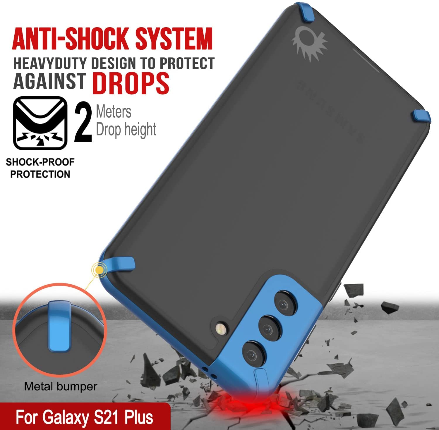 Capa Punkcase para Galaxy S21 Plus [Série Mirage] Capa resistente para telefone (Azul)