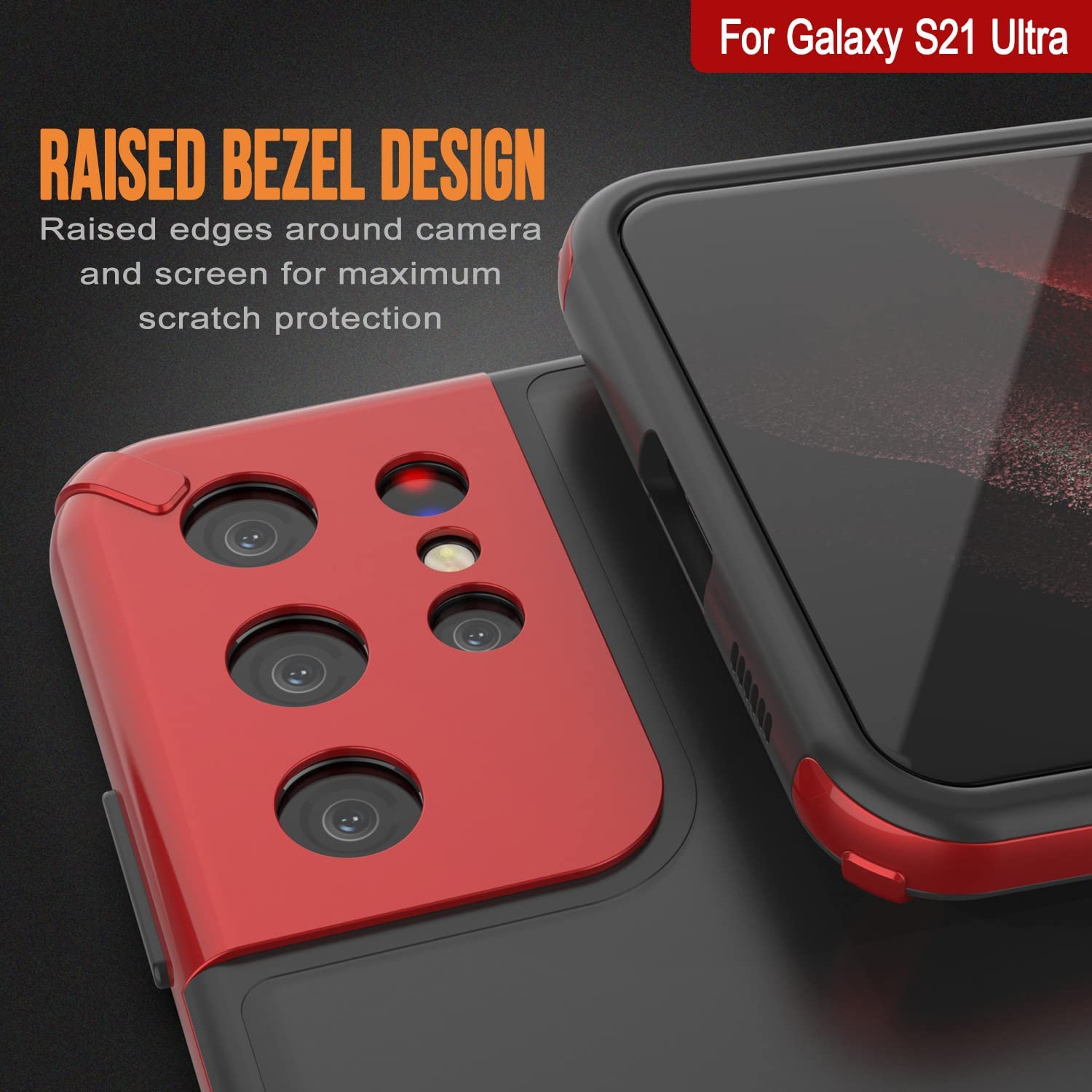 Capa Punkcase Galaxy S21 Ultra [Série Mirage] Capa de telemóvel resistente (Vermelha)