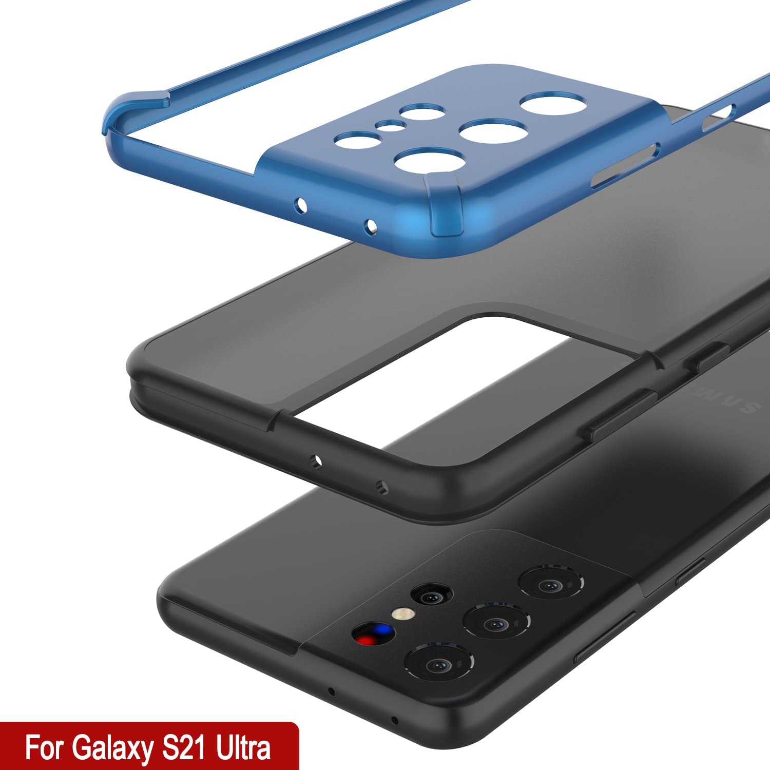 Capa Punkcase Galaxy S21 Ultra [Série Mirage] Capa de Celular Resistente (Azul)