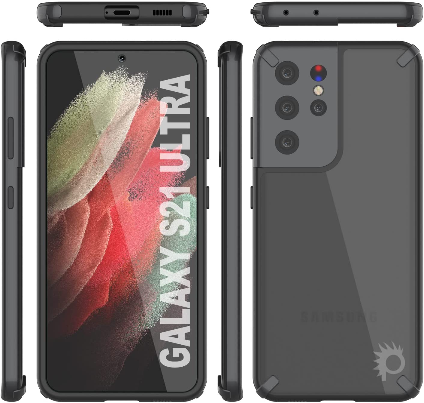 Capa Punkcase Galaxy S21 Ultra [Série Mirage] Capa Protetora Resistente para Celular (Preto)
