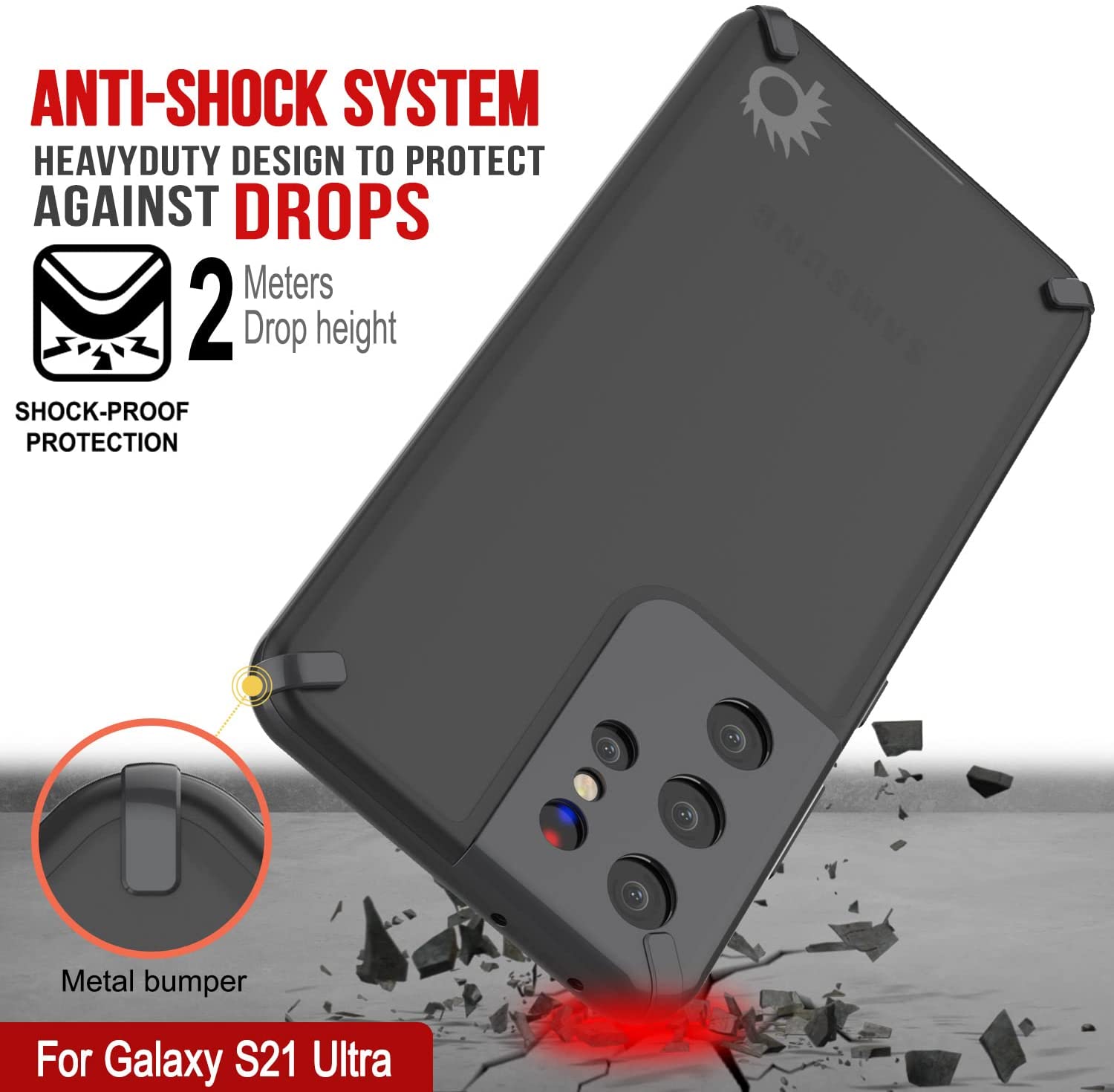 Capa Punkcase Galaxy S21 Ultra [Série Mirage] Capa Protetora Resistente para Celular (Preto)
