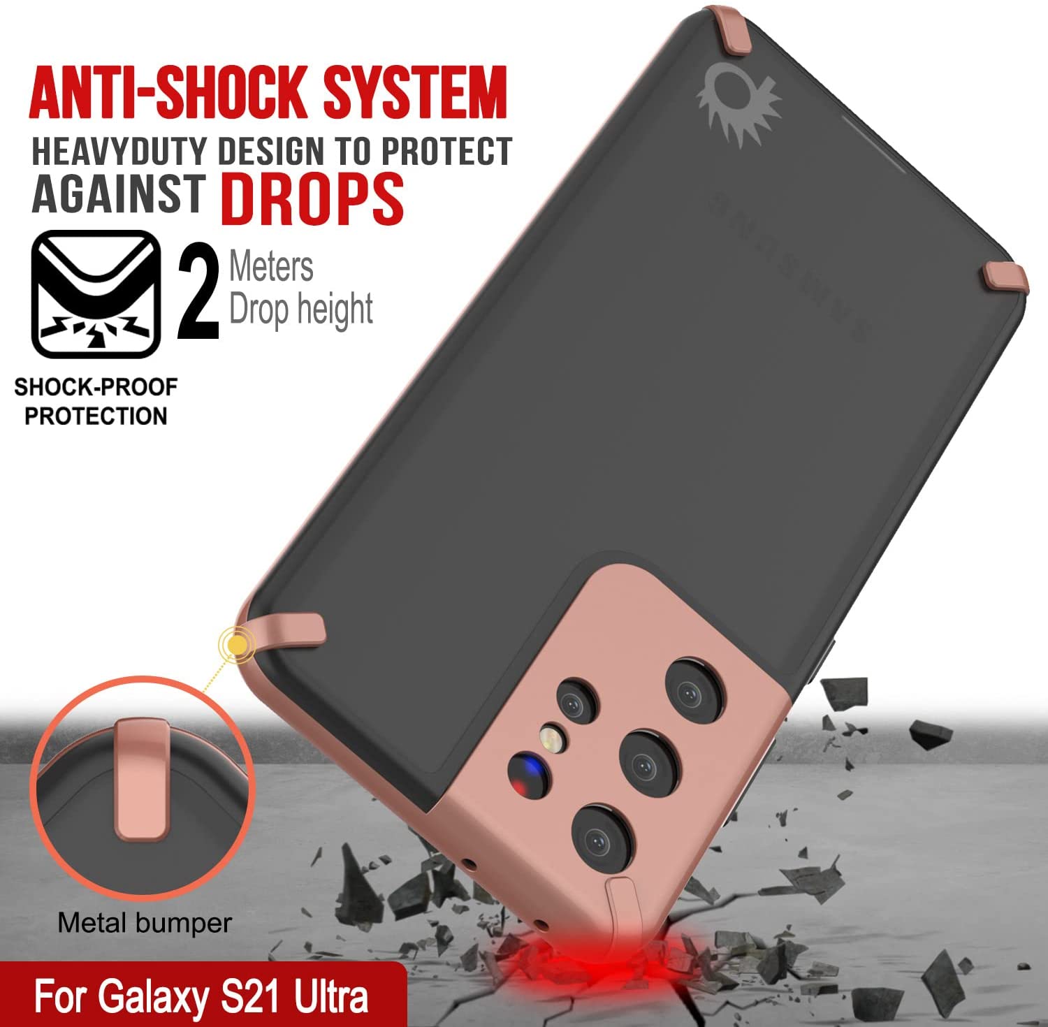 Capa Punkcase Galaxy S21 Ultra [Série Mirage] Capa de Telemóvel Resistente (Ouro)