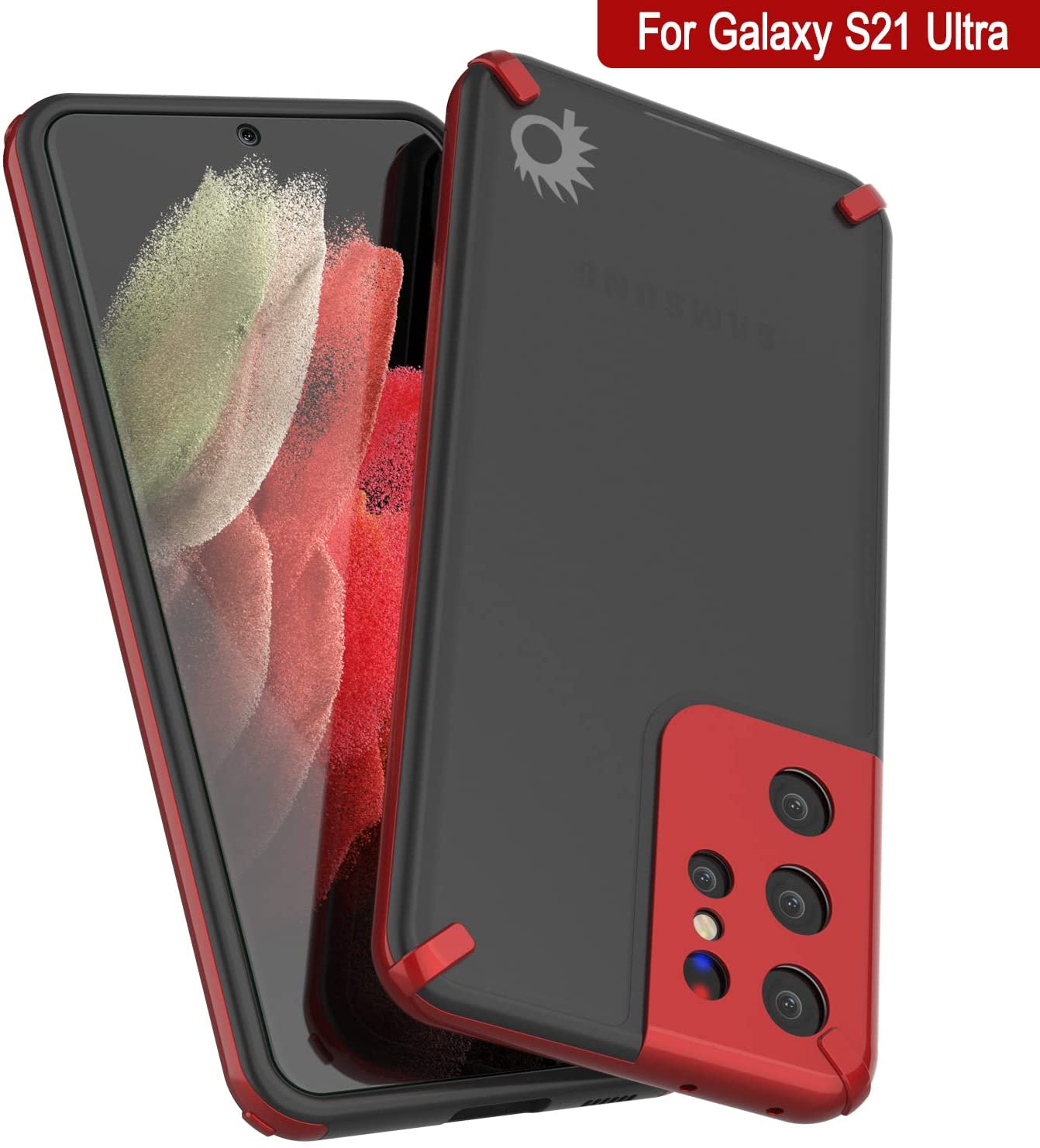 Capa Punkcase Galaxy S21 Ultra [Série Mirage] Capa de telemóvel resistente (Vermelha)