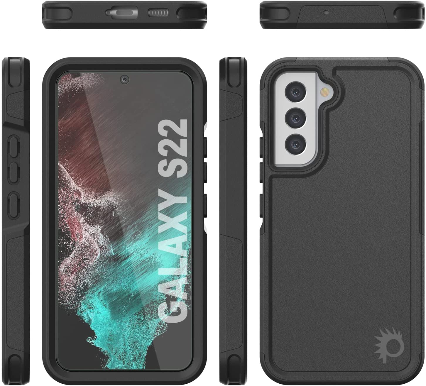 Capa PunkCase Galaxy S22, Série Spartan 2.0, Resistente Transparente e Robusta [Preto]