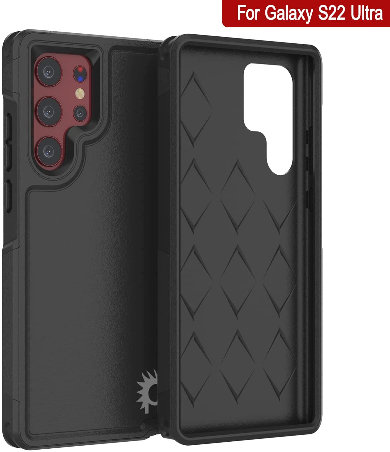 Capa PunkCase Galaxy S22 Ultra, Série Spartan 2.0 Transparente Resistente e Resistente [Preto]