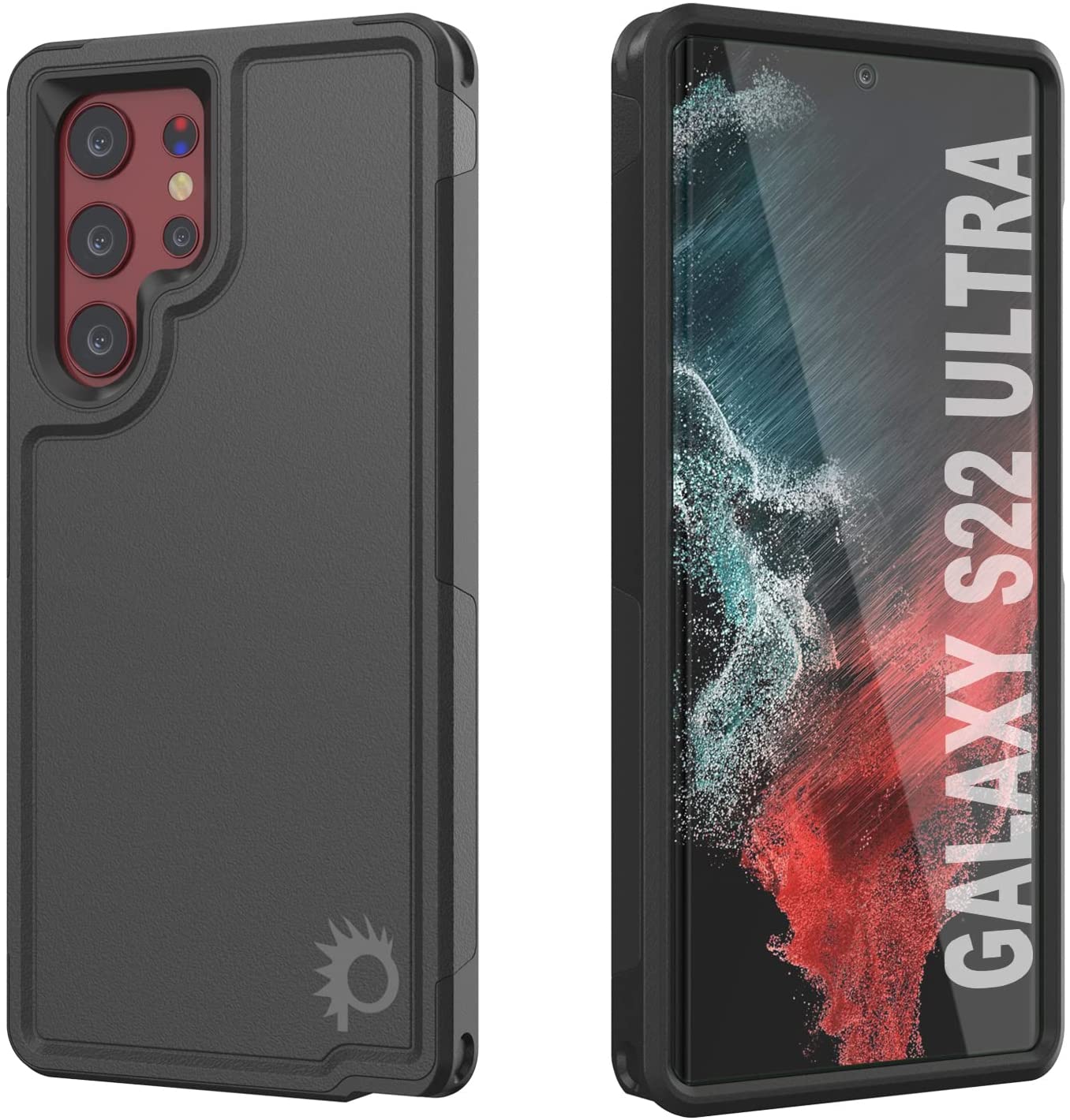 Capa PunkCase Galaxy S22 Ultra, Série Spartan 2.0 Transparente Resistente e Resistente [Preto]