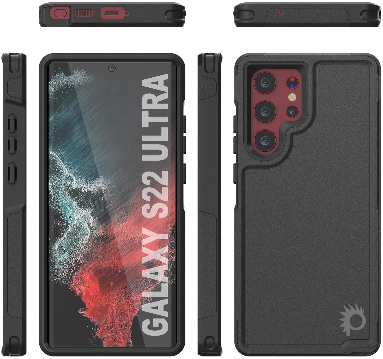 Capa PunkCase Galaxy S22 Ultra, Série Spartan 2.0 Transparente Resistente e Resistente [Preto]