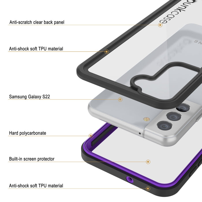 Galaxy S22 Capa Protetora de Tela Slim à Prova d'Água/Choque [Série Extrema] [Roxa]