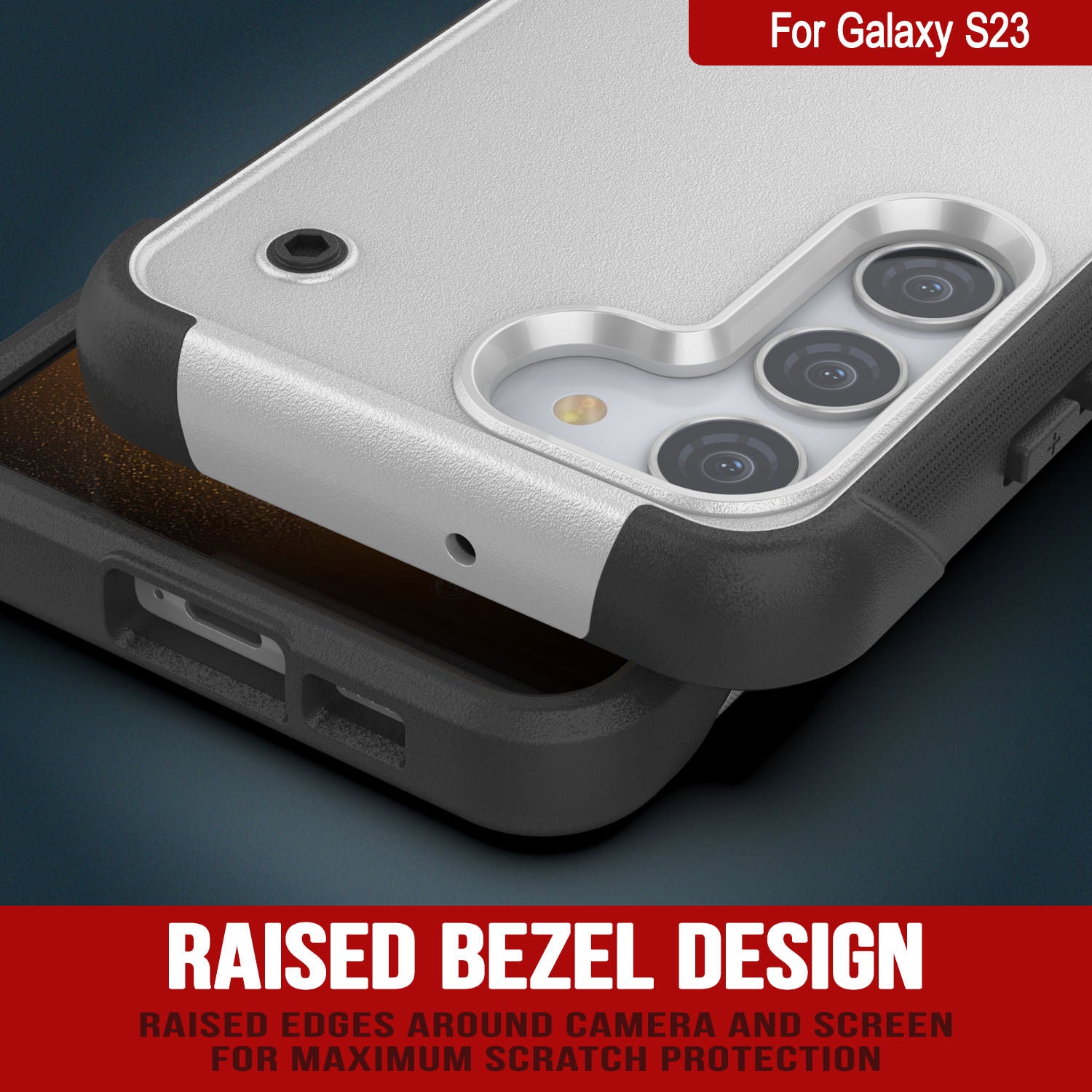 Capa Punkcase Galaxy S23 [Série Dependência] Capa Híbrida Protetora de Grau Militar com Suporte Incorporado [Branco-Preto]
