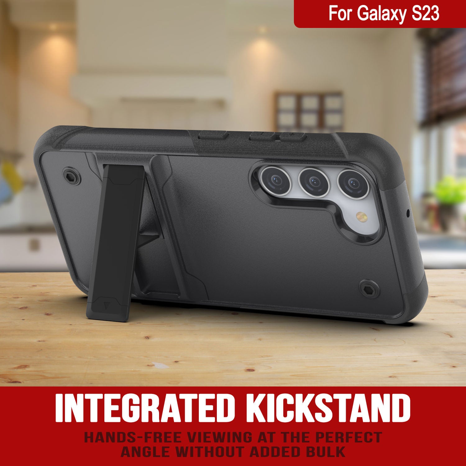 Capa Punkcase Galaxy S23 [Série Reliance] Capa Híbrida Protetora com Grau Militar e Suporte Integrado [Cinza-Preto]