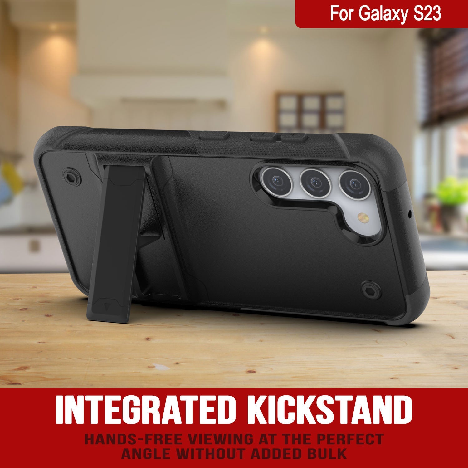 Capa Punkcase Galaxy S23 [Série Dependência] Cobertura Híbrida Protetora de Grau Militar Com Suporte Incorporado [Preto]