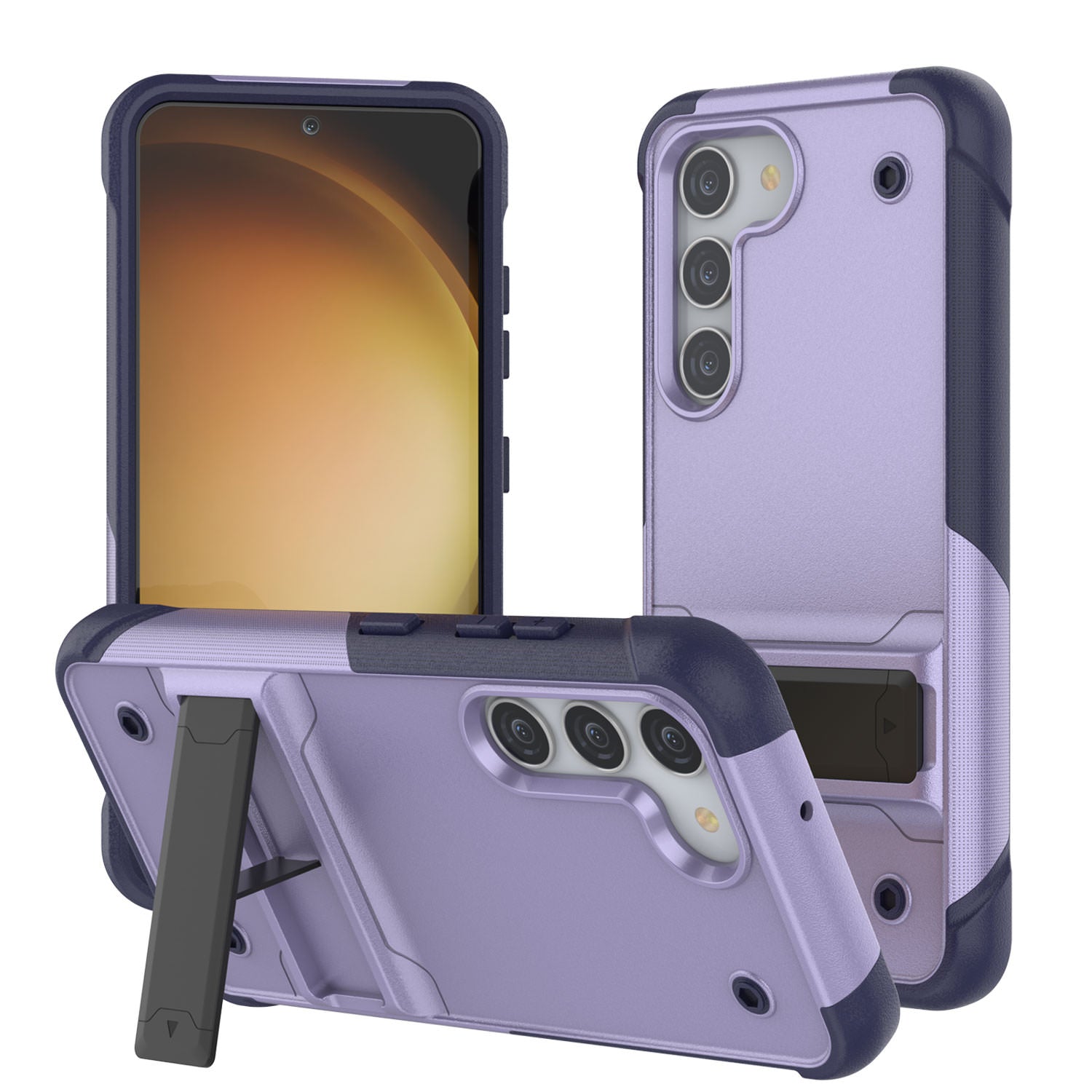 Punkcase Capa para Galaxy S23 [Série Reliance] Capa Híbrida Protetora de Grau Militar com Suporte Integrado [Roxo-Marinho]