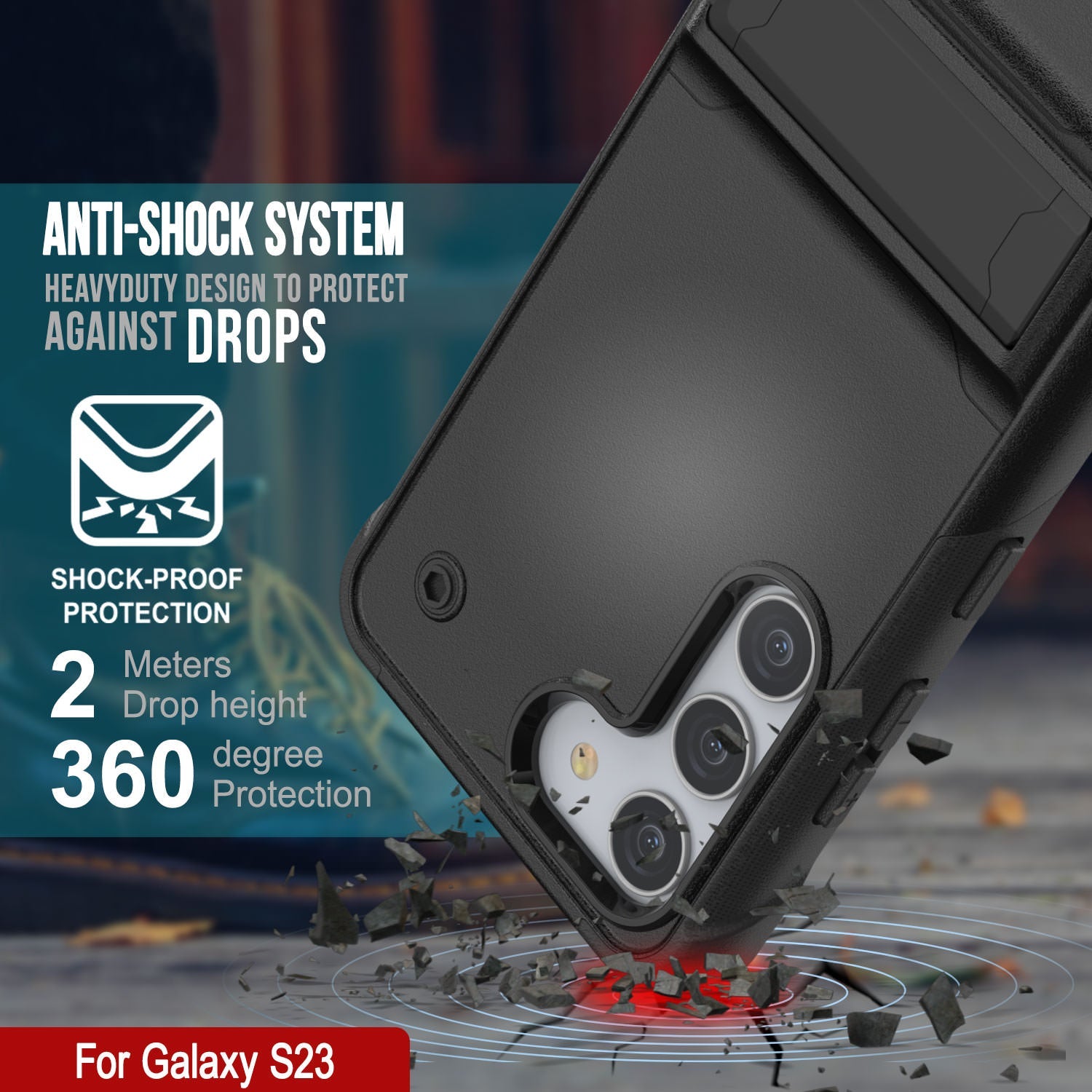 Capa Punkcase Galaxy S23 [Série Dependência] Cobertura Híbrida Protetora de Grau Militar Com Suporte Incorporado [Preto]