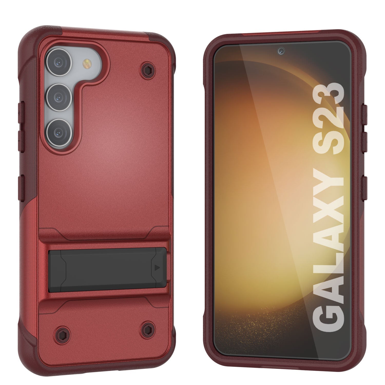 Capa Punkcase Galaxy S23 [Série Reliance] Capa Híbrida Protetora de Grau Militar com Suporte Embutido [Vermelho-Rosa]