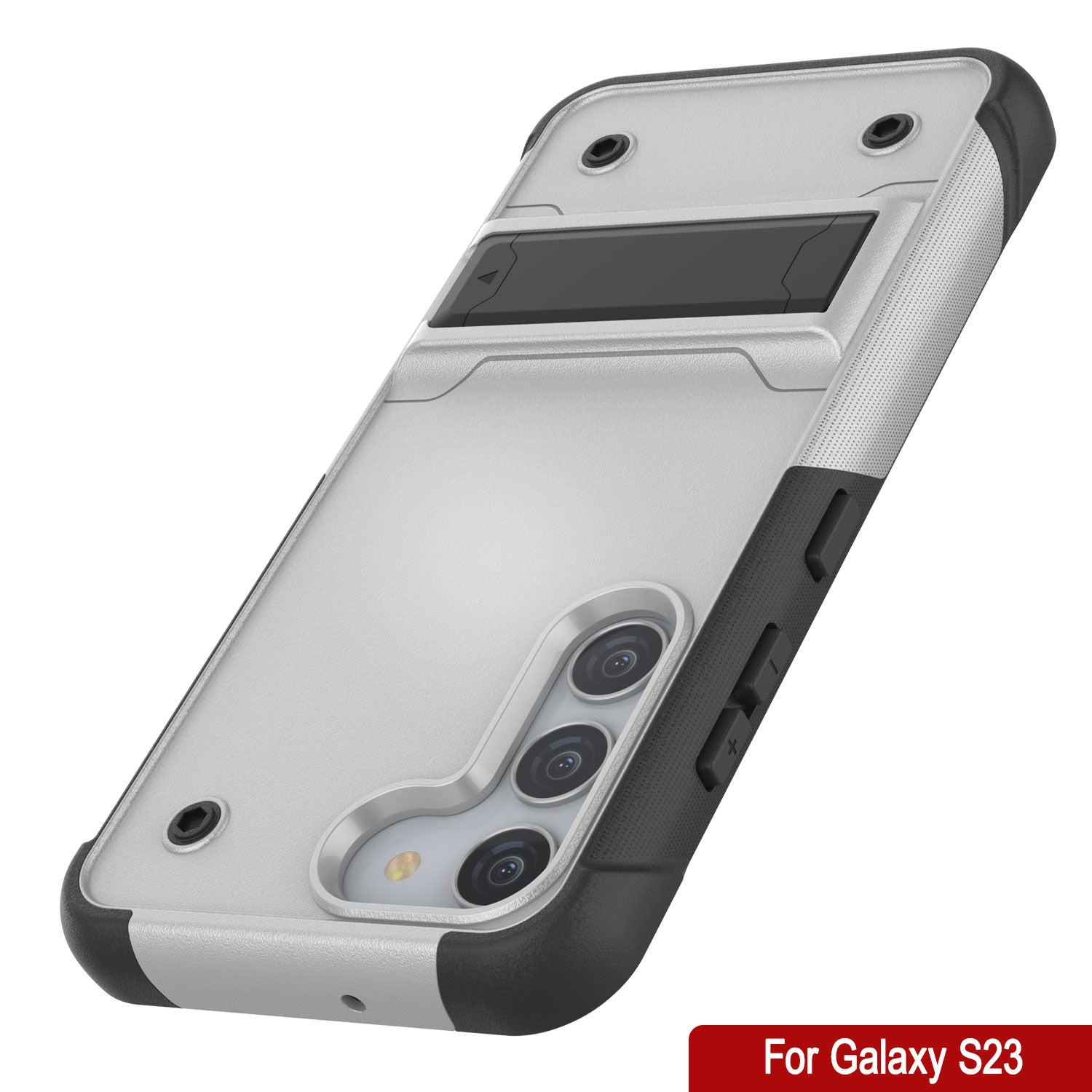Capa Punkcase Galaxy S23 [Série Dependência] Capa Híbrida Protetora de Grau Militar com Suporte Incorporado [Branco-Preto]