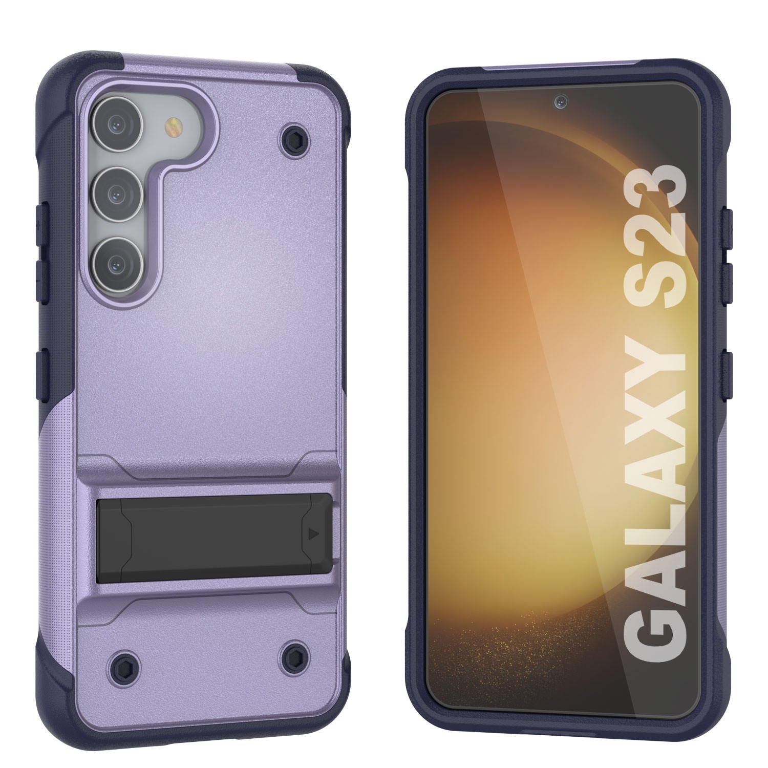 Punkcase Capa para Galaxy S23 [Série Reliance] Capa Híbrida Protetora de Grau Militar com Suporte Integrado [Roxo-Marinho]