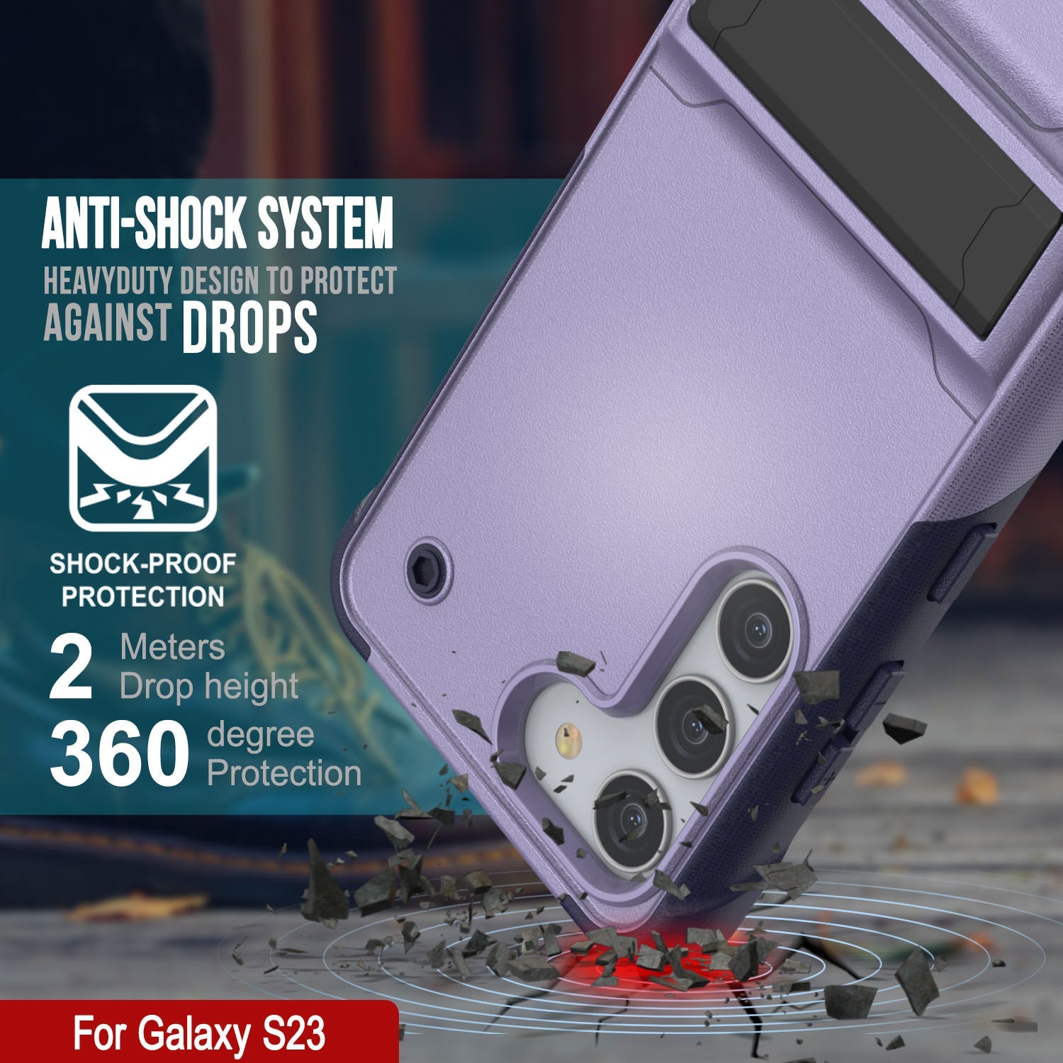 Punkcase Capa para Galaxy S23 [Série Reliance] Capa Híbrida Protetora de Grau Militar com Suporte Integrado [Roxo-Marinho]
