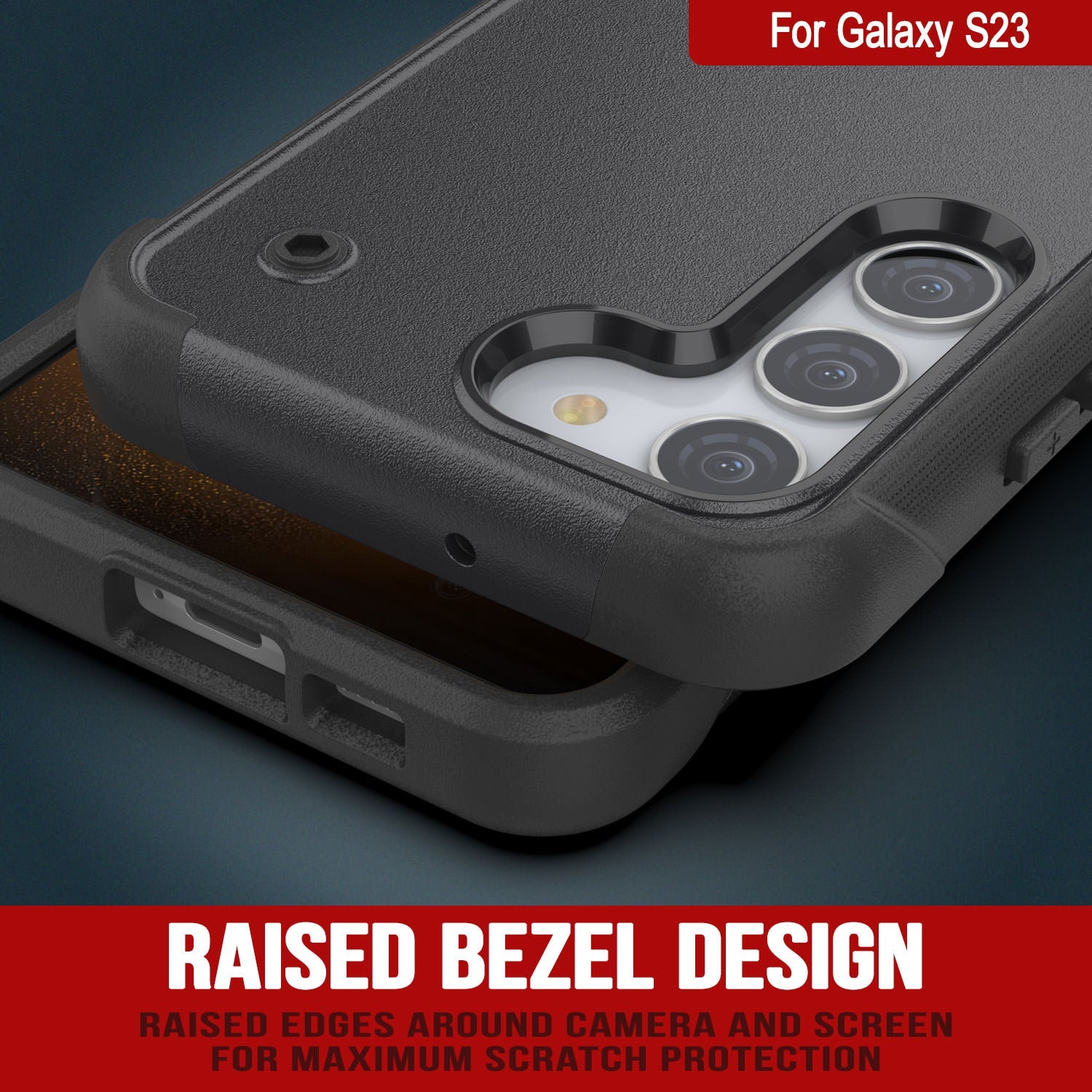 Capa Punkcase Galaxy S23 [Série Reliance] Capa Híbrida Protetora com Grau Militar e Suporte Integrado [Cinza-Preto]