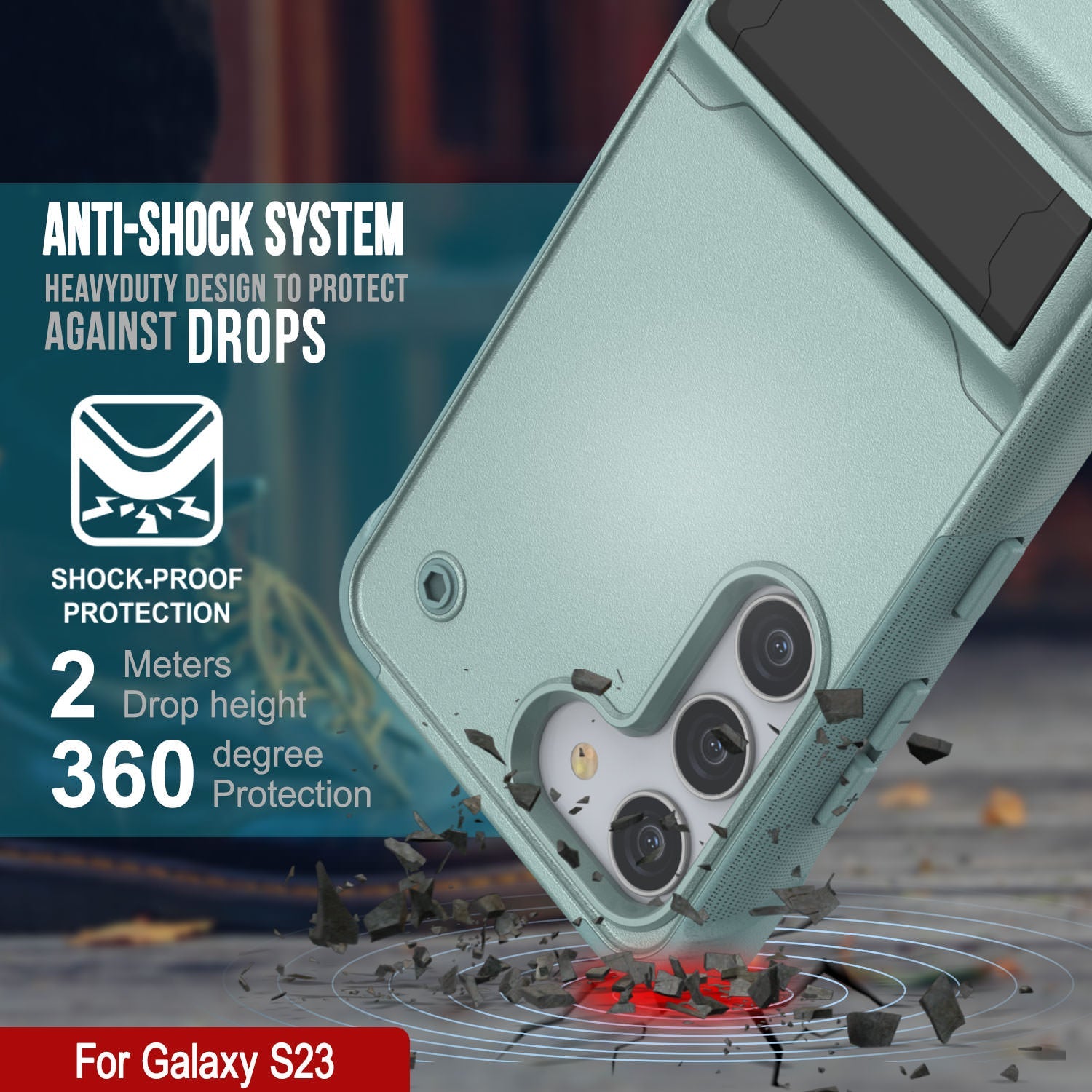Capa Punkcase Galaxy S23 [Série Reliance] Protetora Híbrida de Grau Militar com Suporte Embutido [Verde]