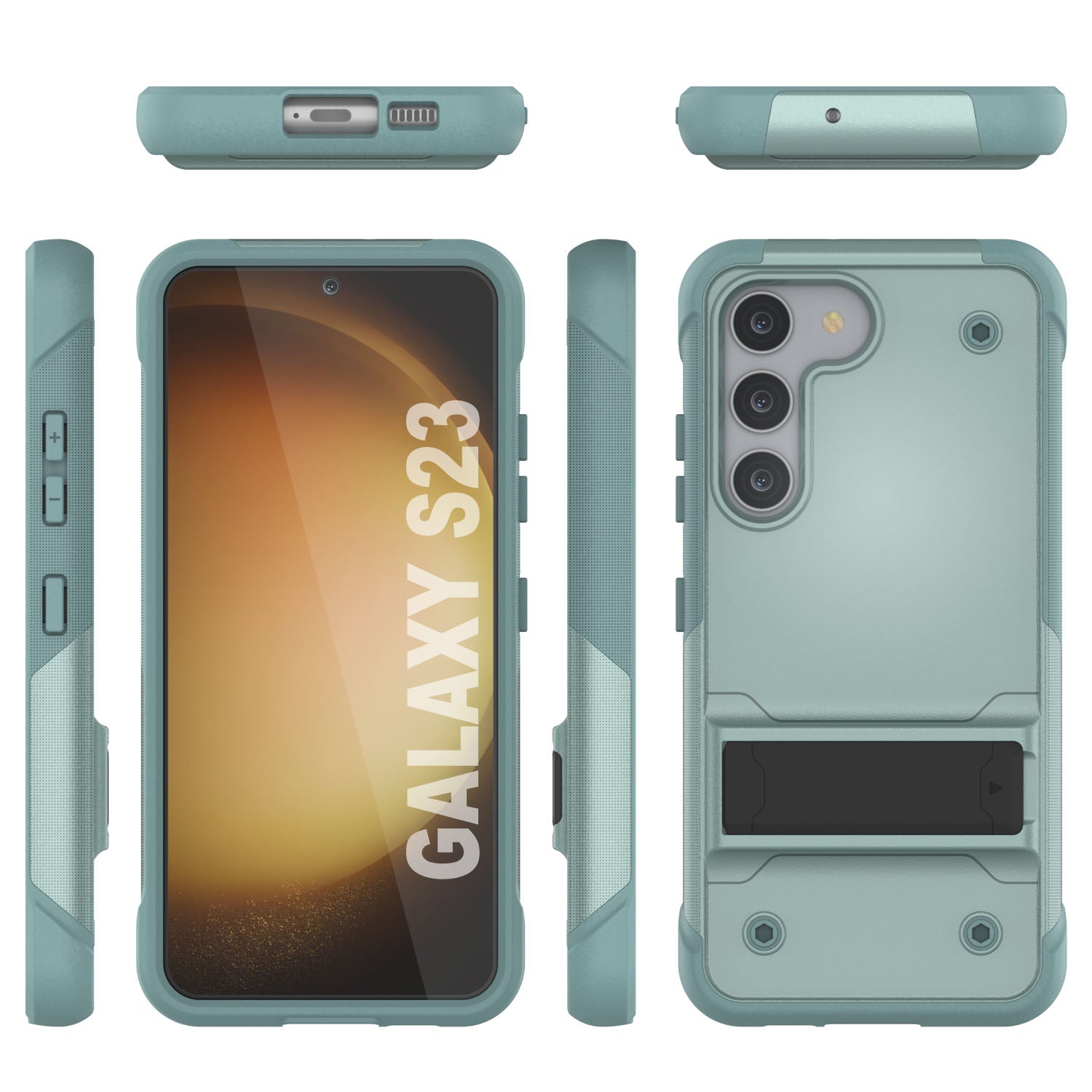 Capa Punkcase Galaxy S23 [Série Reliance] Protetora Híbrida de Grau Militar com Suporte Embutido [Verde]