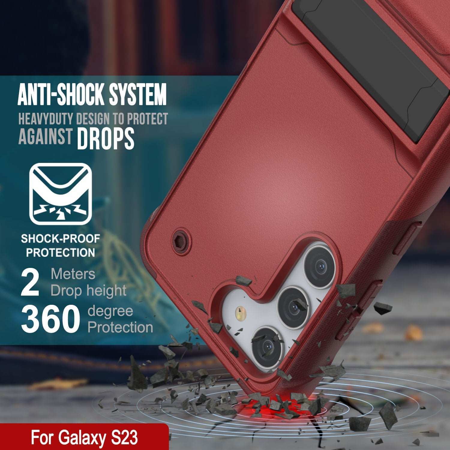 Capa Punkcase Galaxy S23 [Série Reliance] Capa Híbrida Protetora de Grau Militar com Suporte Embutido [Vermelho-Rosa]