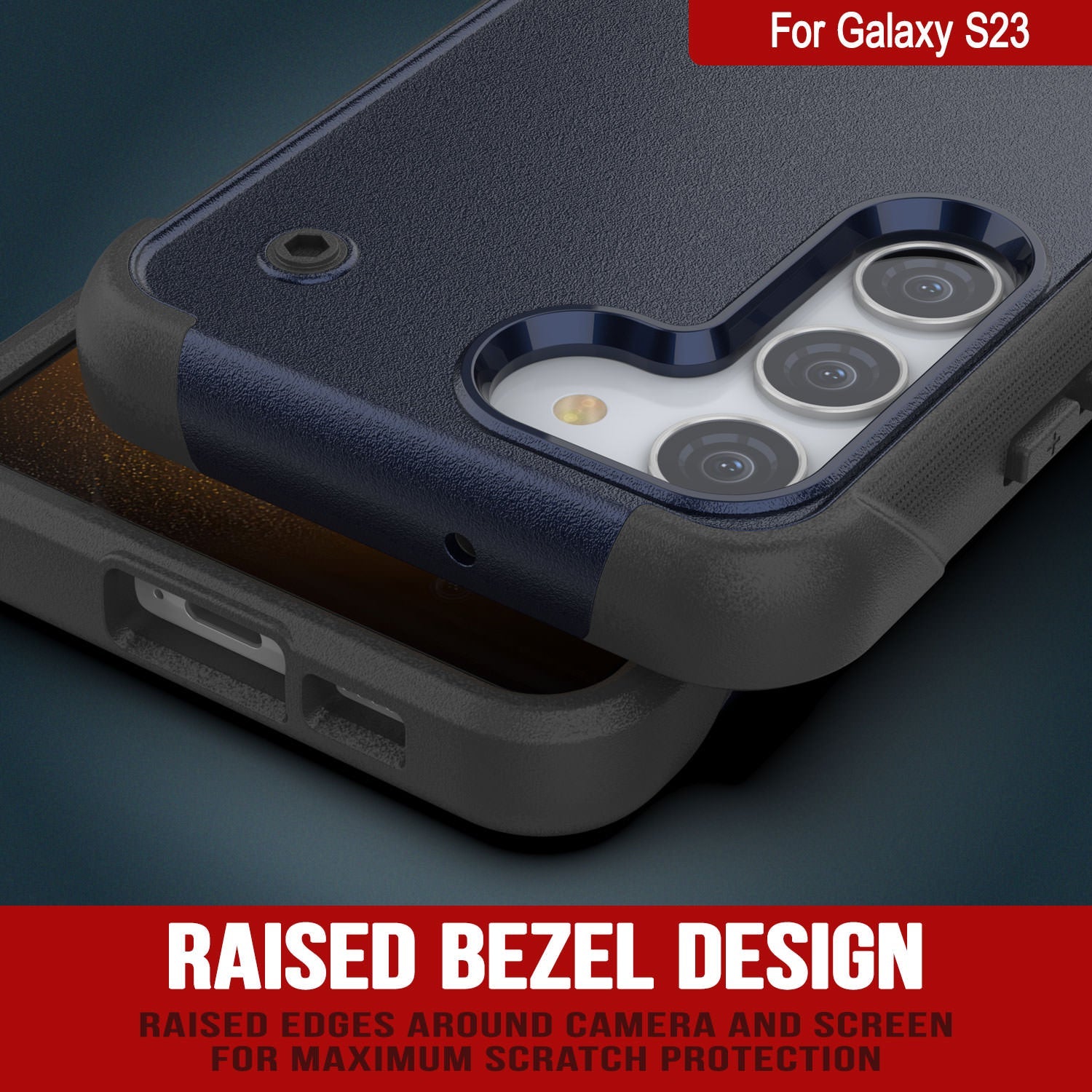 Capa Punkcase Galaxy S23 [Série Reliance] Cobertura Híbrida de Grau Militar Protetora com Suporte Incorporado [Marinho-Preto]