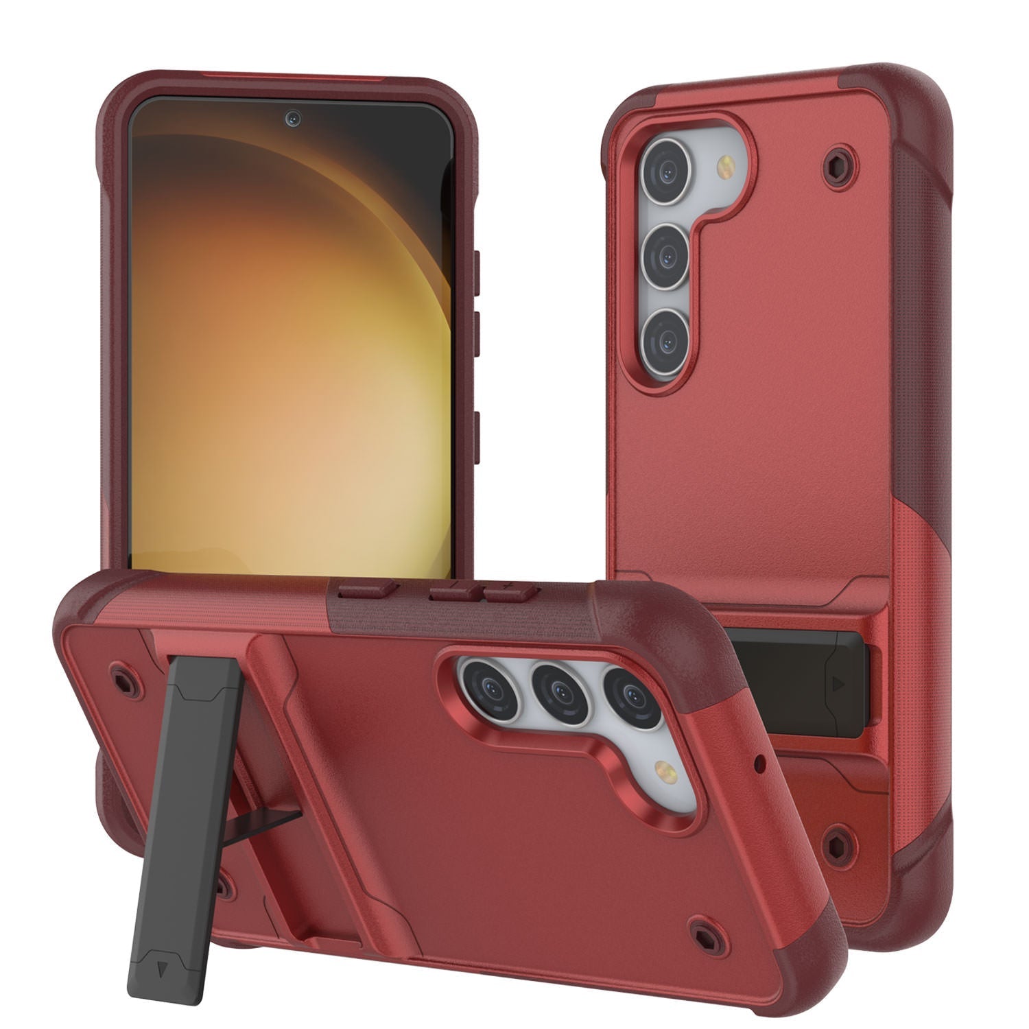 Capa Punkcase Galaxy S23 [Série Reliance] Capa Híbrida Protetora de Grau Militar com Suporte Embutido [Vermelho-Rosa]