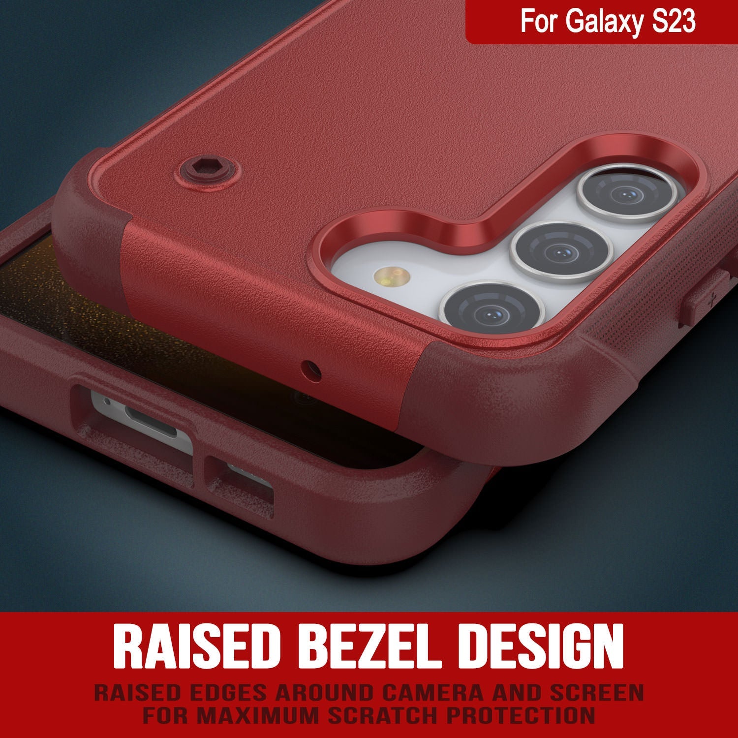 Capa Punkcase Galaxy S23 [Série Reliance] Capa Híbrida Protetora de Grau Militar com Suporte Embutido [Vermelho-Rosa]