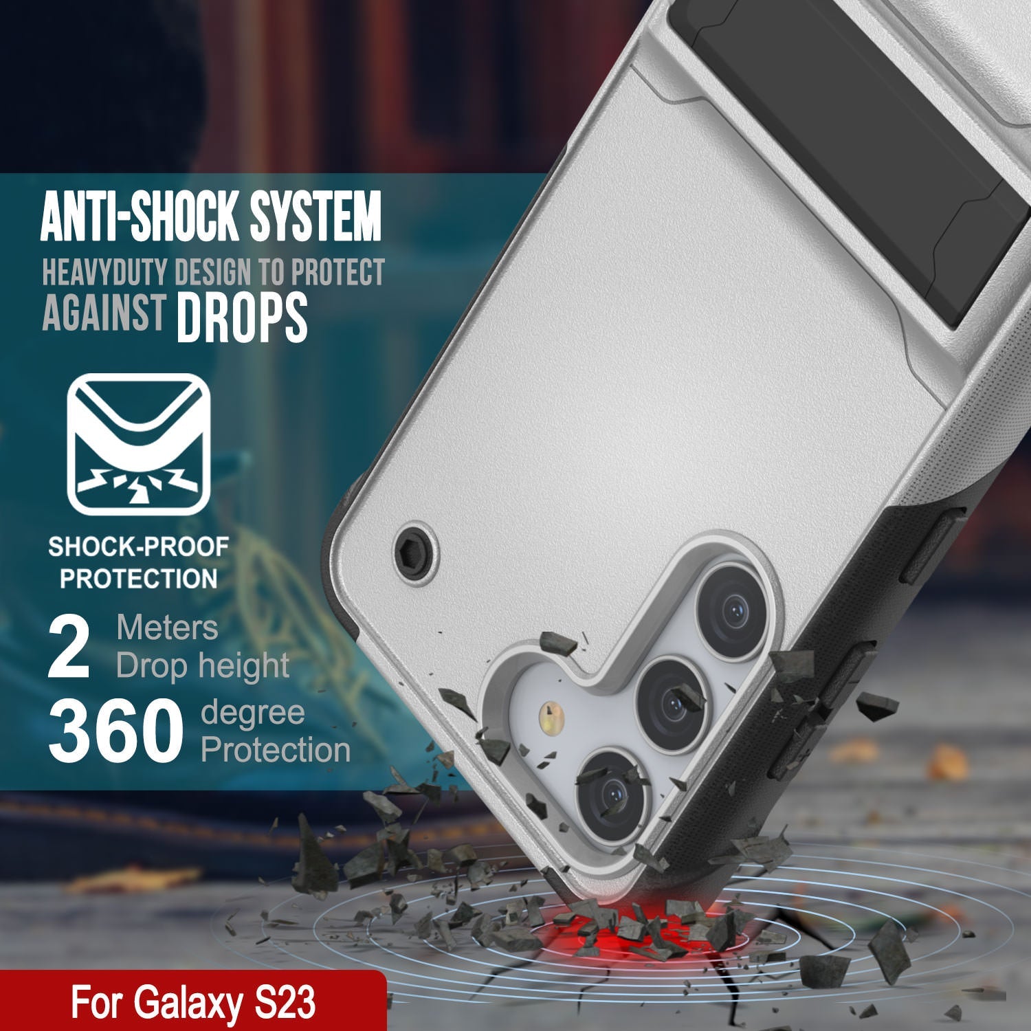 Capa Punkcase Galaxy S23 [Série Dependência] Capa Híbrida Protetora de Grau Militar com Suporte Incorporado [Branco-Preto]
