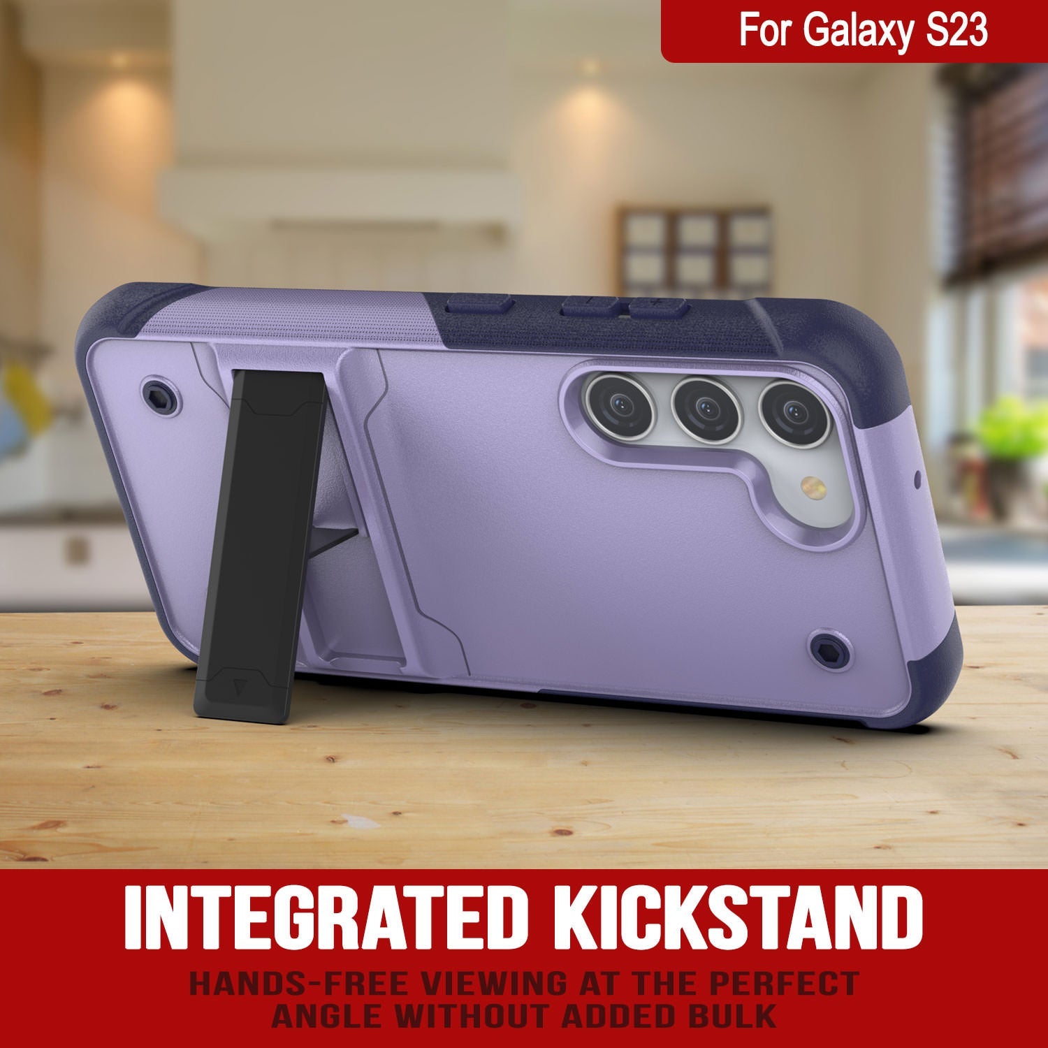 Punkcase Capa para Galaxy S23 [Série Reliance] Capa Híbrida Protetora de Grau Militar com Suporte Integrado [Roxo-Marinho]