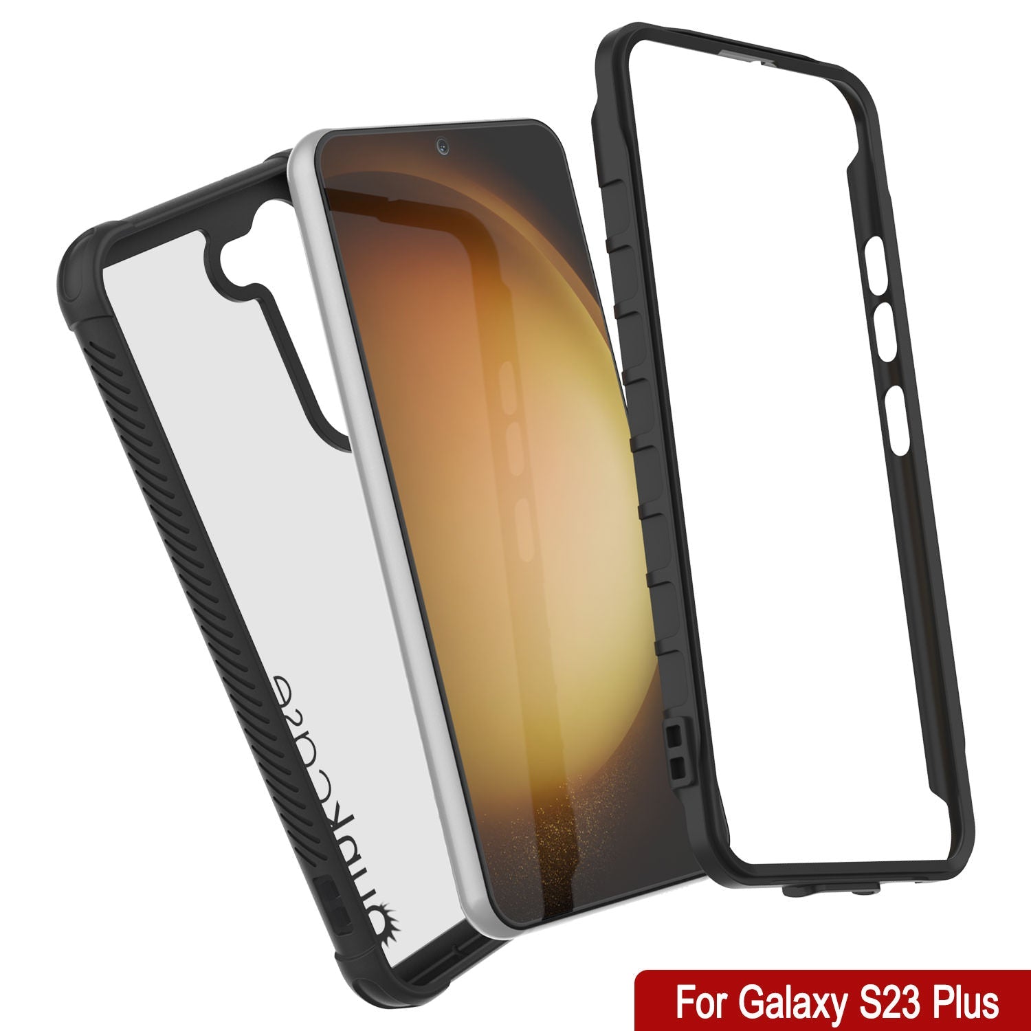 Capa PunkCase Galaxy S23+ Plus, Série Espartana, Capa Resistente Transparente de Alta Resistência [Preto]