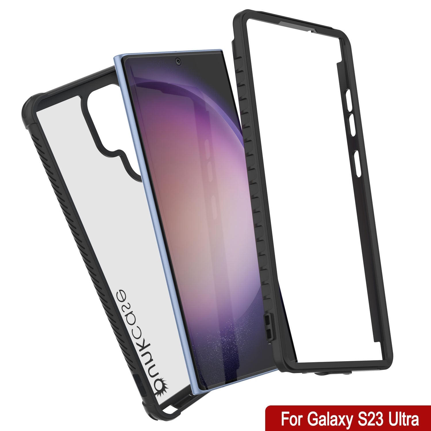 Capa PunkCase Galaxy S23 Ultra, [Série Spartan] Transparente Resistente com Cobertura Pesada [Preto]