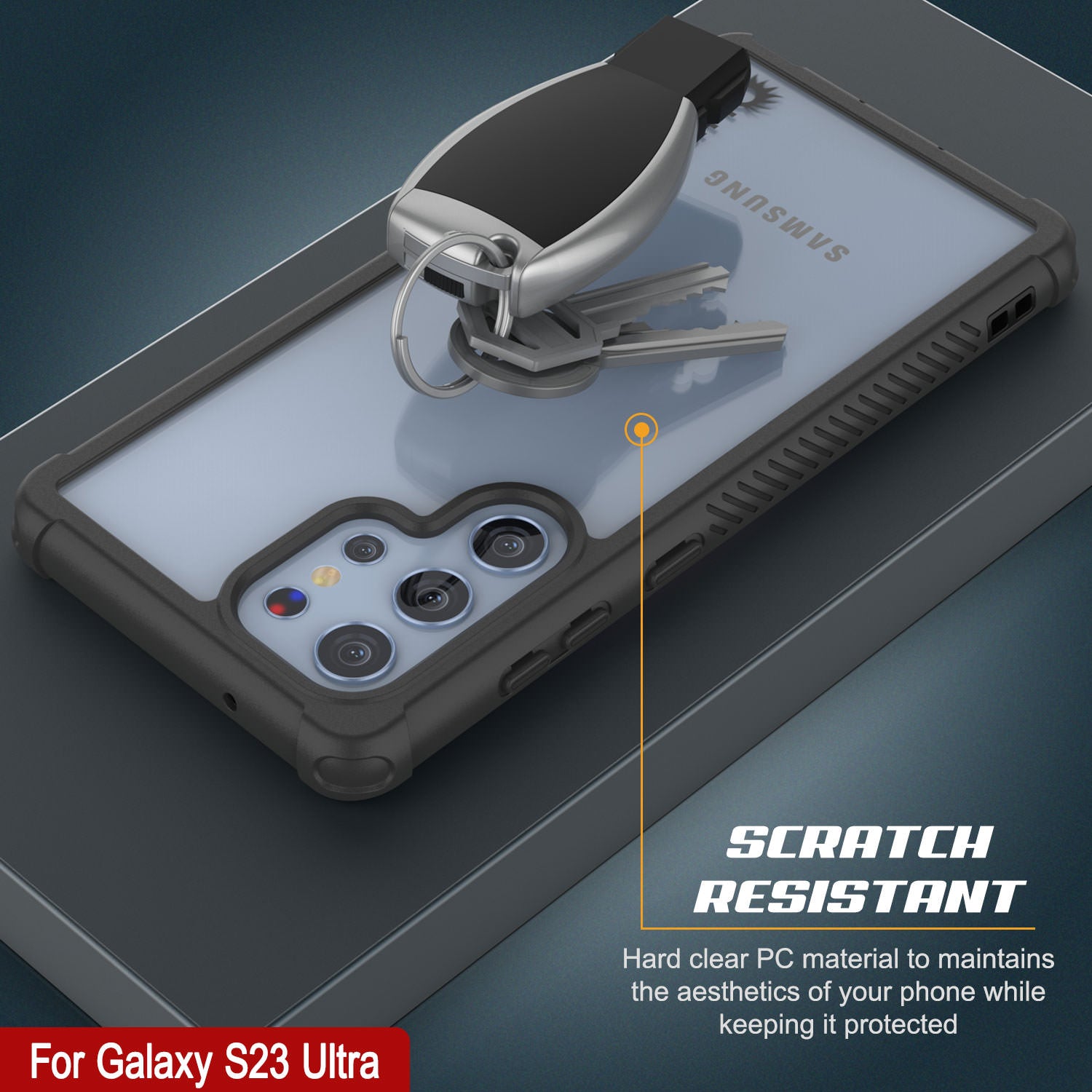 Capa PunkCase Galaxy S23 Ultra, [Série Spartan] Transparente Resistente com Cobertura Pesada [Preto]