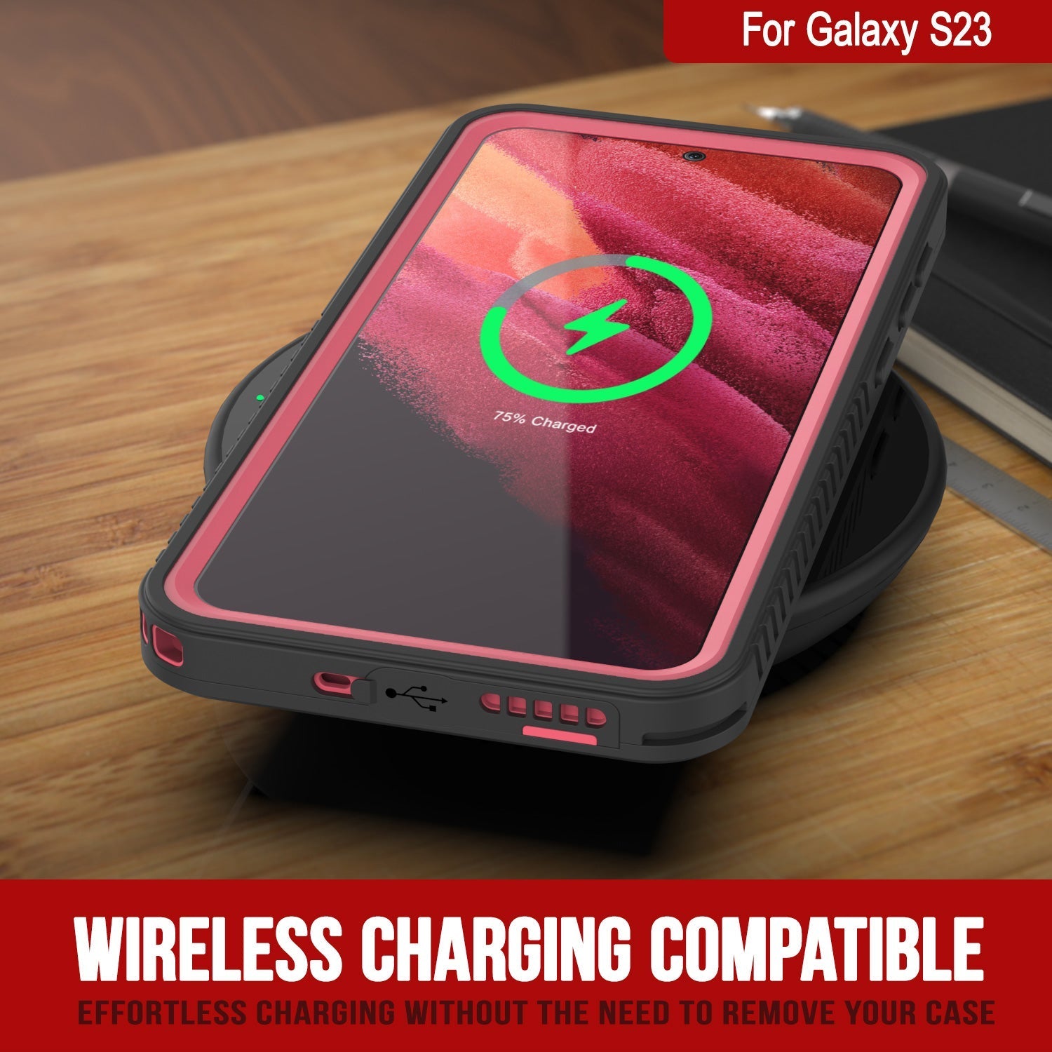 Galaxy S23 FE Water/ Shock/ Snowproof [Extreme Series] Slim Screen Protector Case [Pink]