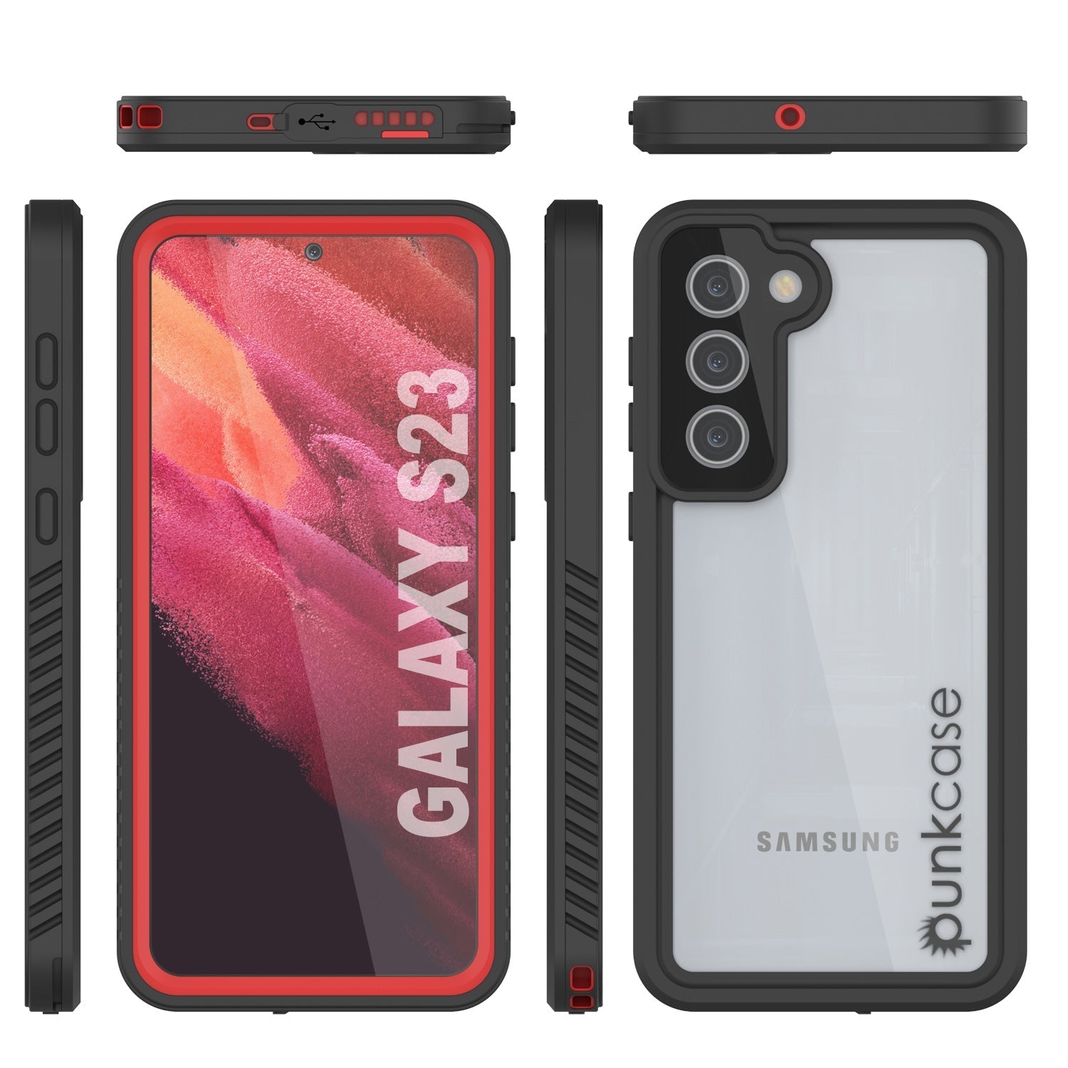 Galaxy S23 FE Water/ Shock/ Snowproof [Extreme Series] Slim Screen Protector Case [Red]
