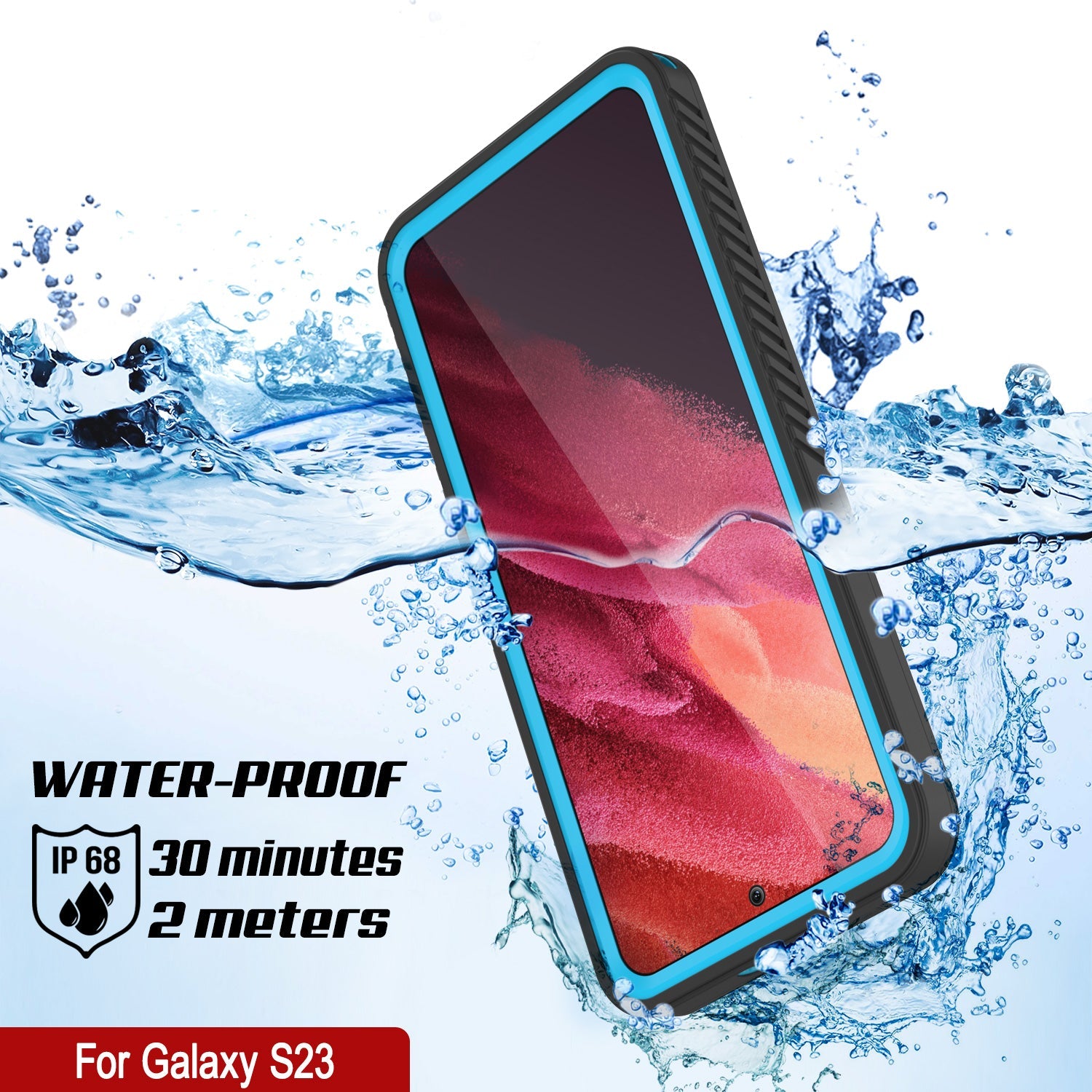 Galaxy S23 Capa Fina da Série Extreme À Prova d'Água, Choque, Neve e Sujeira Azul Claro