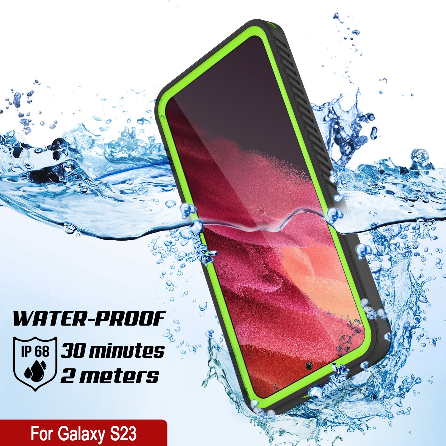 Galaxy S23 Capa Protetora à Prova d'Água/Choque [Série Extrema] Protetor de Tela [Verde Claro]