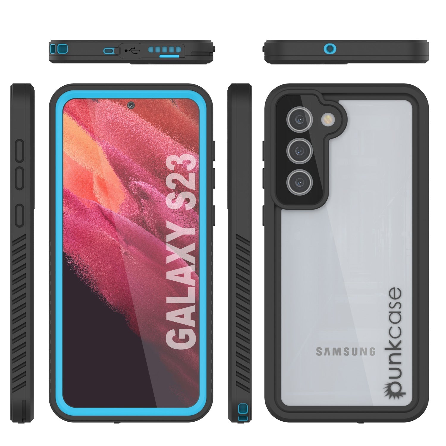 Galaxy S23 Capa Fina da Série Extreme À Prova d'Água, Choque, Neve e Sujeira Azul Claro