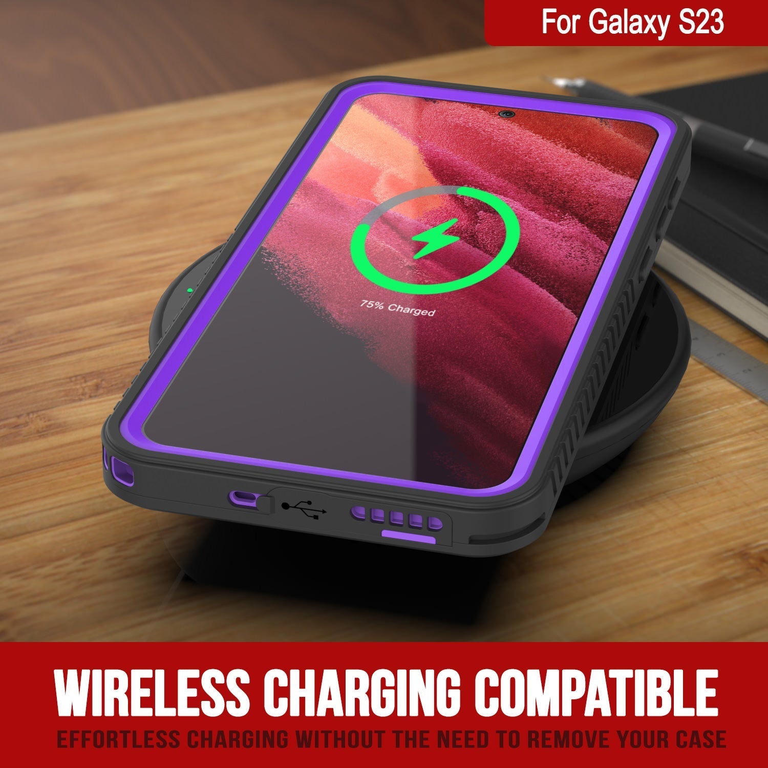 Galaxy S23 FE Water/ Shockproof [Extreme Series] Slim Screen Protector Case [Purple]
