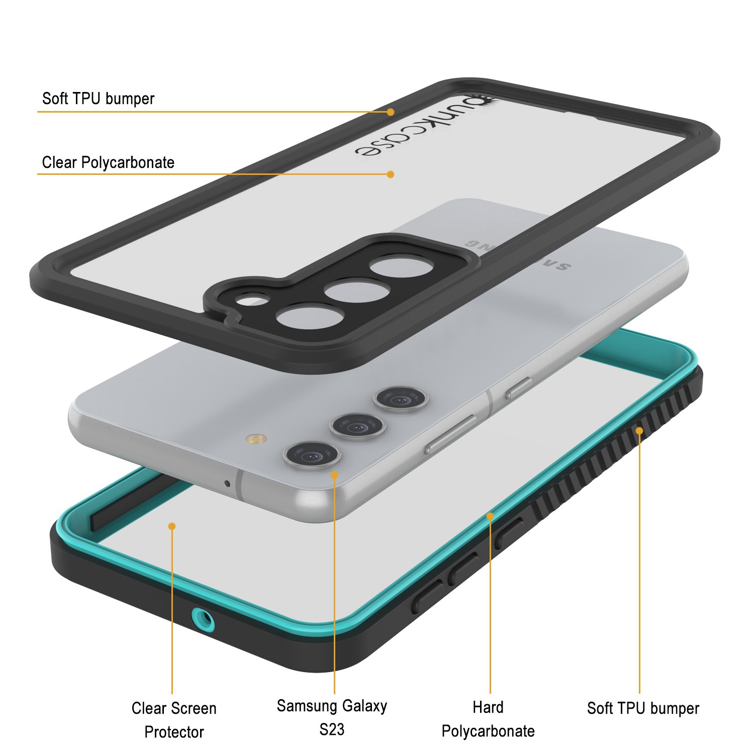 Galaxy S23 FE Water/ Shock/ Snowproof [Extreme Series]  Screen Protector Case [Teal]