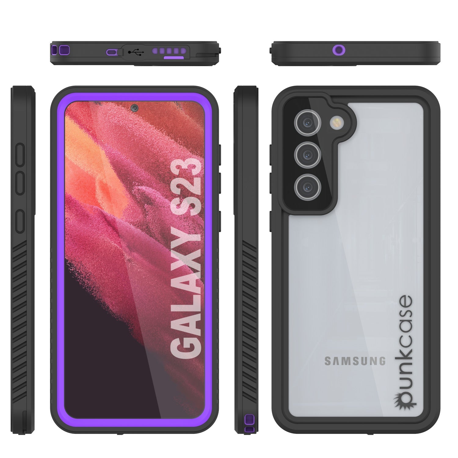 Galaxy S23 Capa Protetora de Tela Fina à Prova de Água / Choque [Série Extrema] [Roxo]