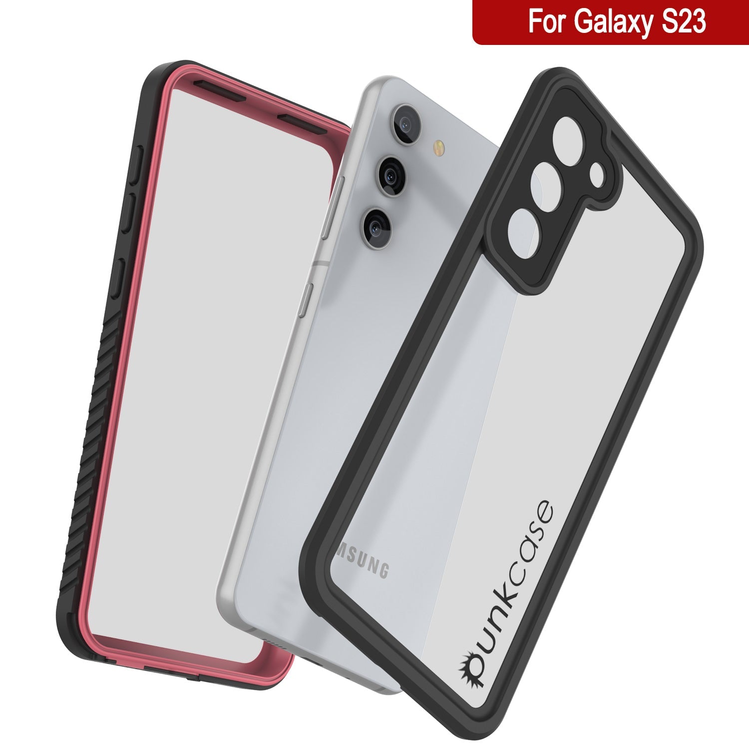 Galaxy S23 À Prova d'Água/ Choque/ Neve [Série Extrema] Estojo Protetor de Tela Fino [Cor-de-rosa]