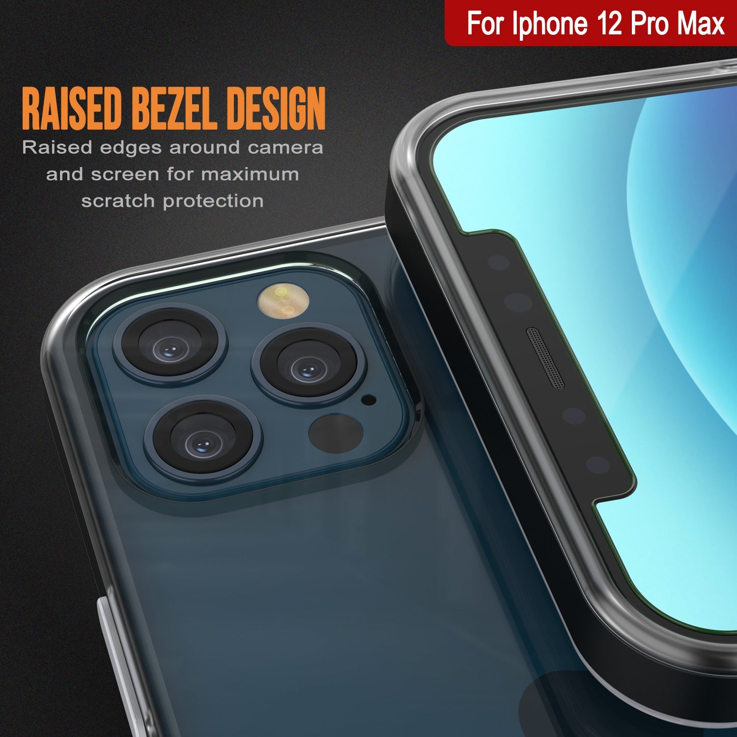 Capa para iPhone 12 Pro Max, PUNKcase [Série LUCID 3.0] [Ajuste Slim] Capa Protetora com Protetor de Tela Integrado [Preto]